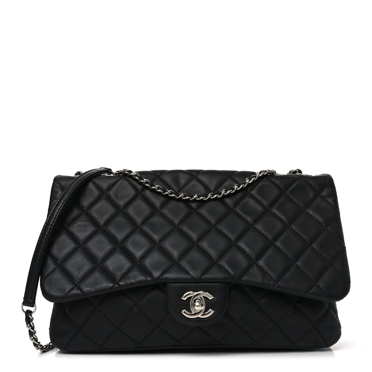 Chanel Lambskin Quilted Jumbo Chanel 3 Flap Bag Black 1858204