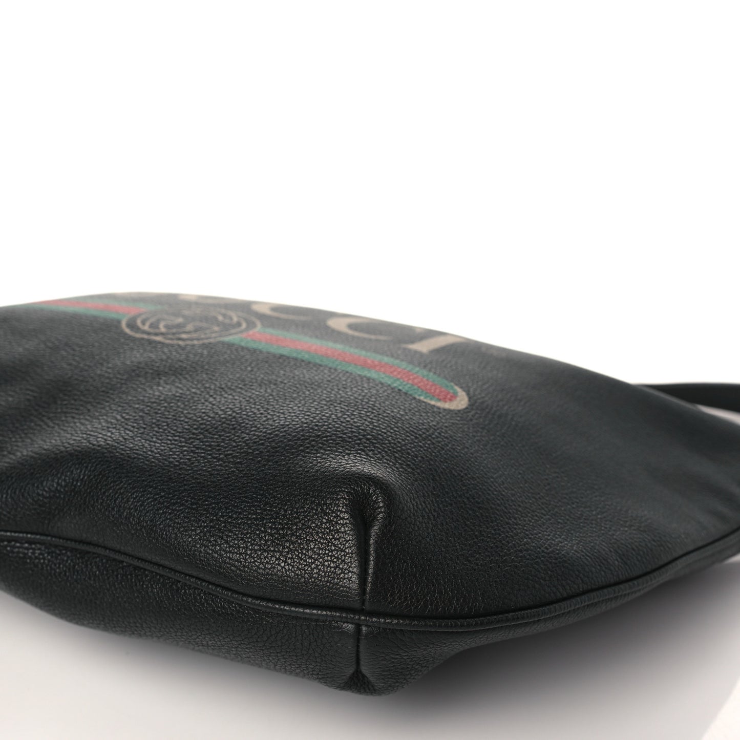 Grained Calfskin Logo Half Moon Hobo Black