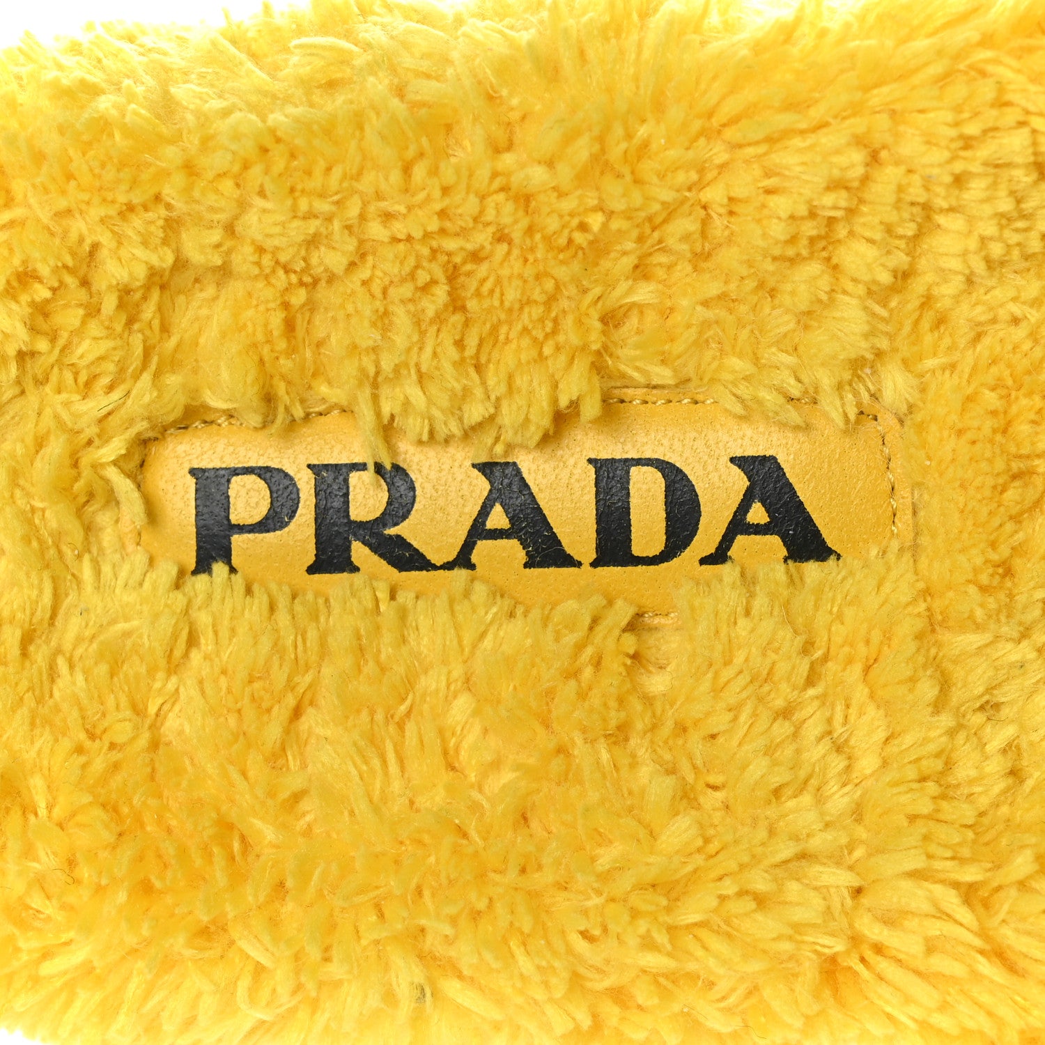 Prada Terry Cloth Logo Lug Sole 20mm Slide Sandals 38 Giallo Black 6 of 8