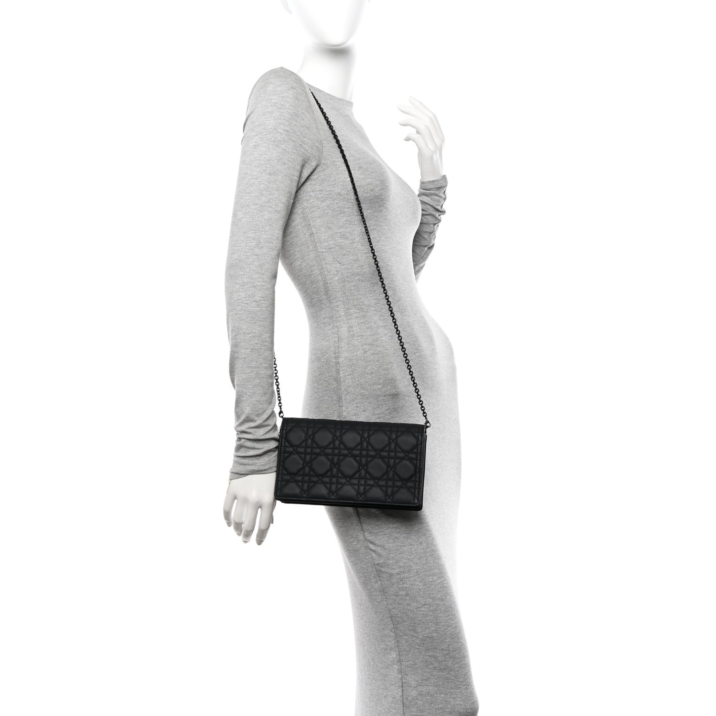 Ultra Matte Calfskin Cannage Lady Dior Clutch Black