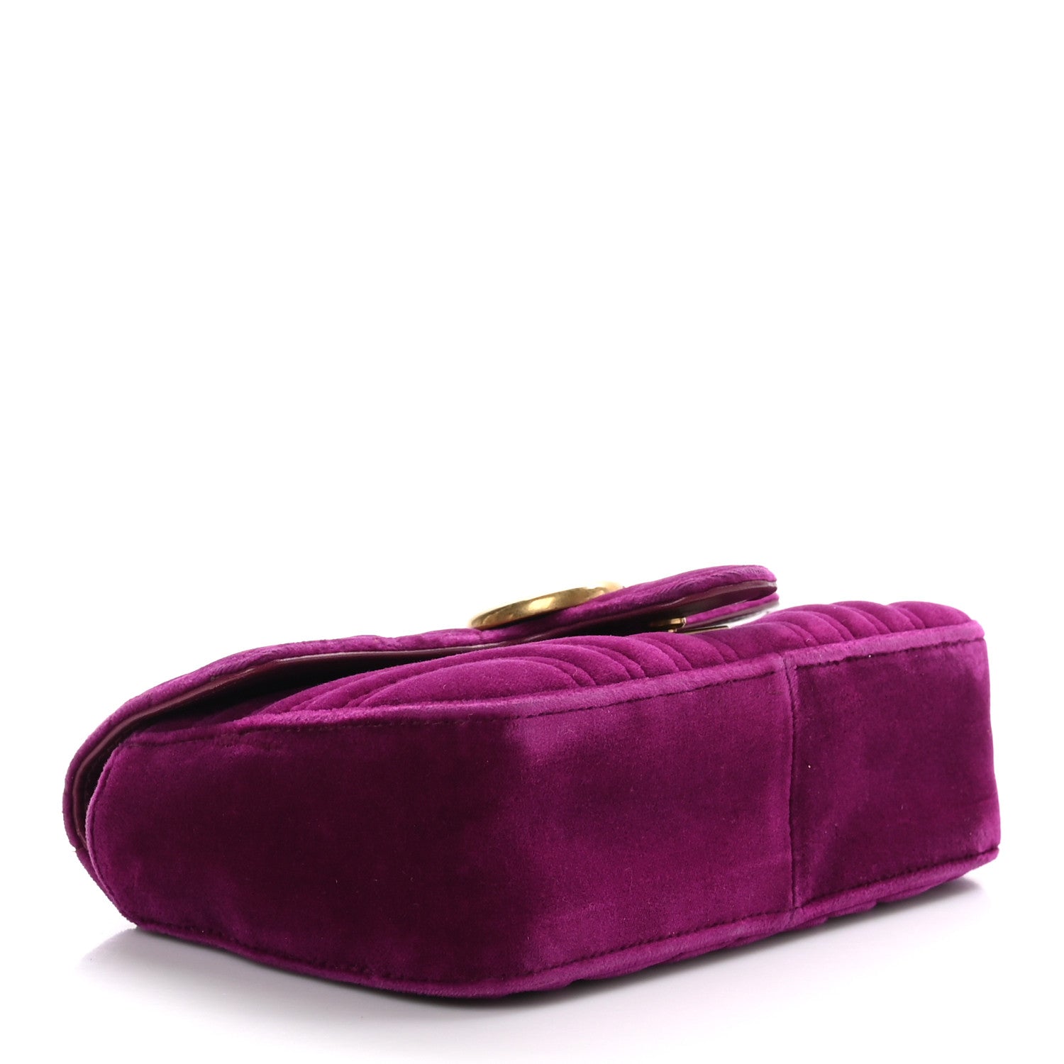 Gucci Velvet Matelasse Mini GG Marmont Shoulder Bag Fuchsia Violet Cyclamen 4 of 10