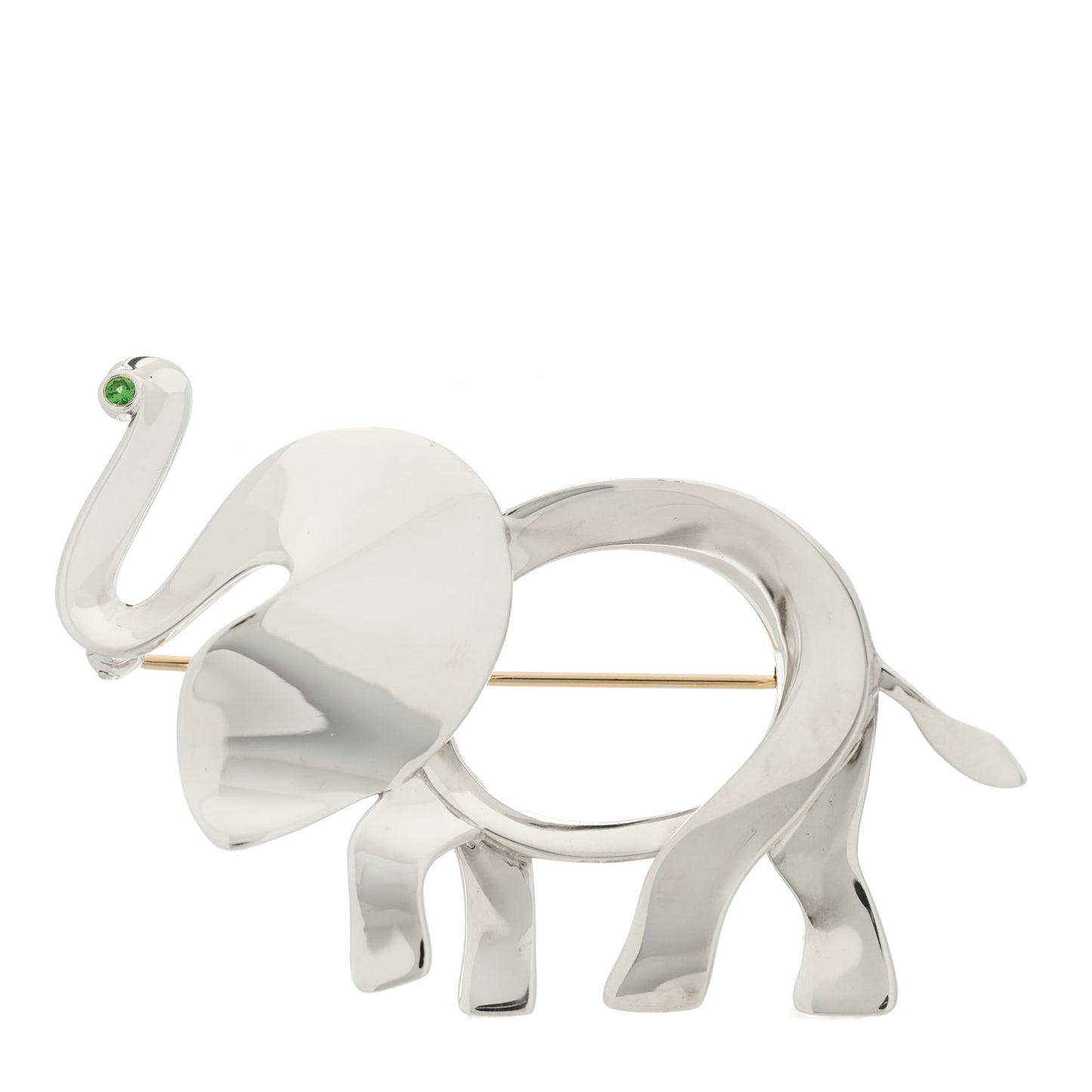 Sterling Silver Tsavorite Large Save the Wild Elephant Brooch