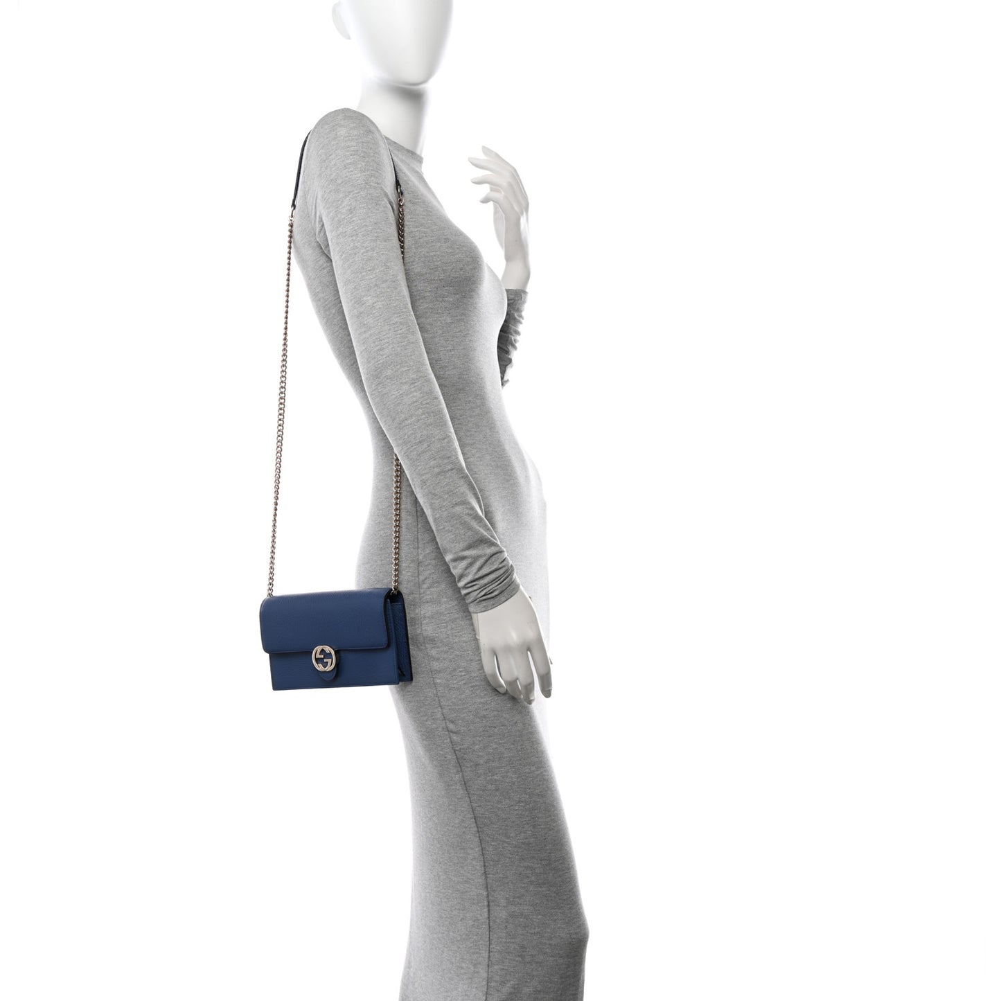Dollar Calfskin Interlocking G Chain Wallet Caspian