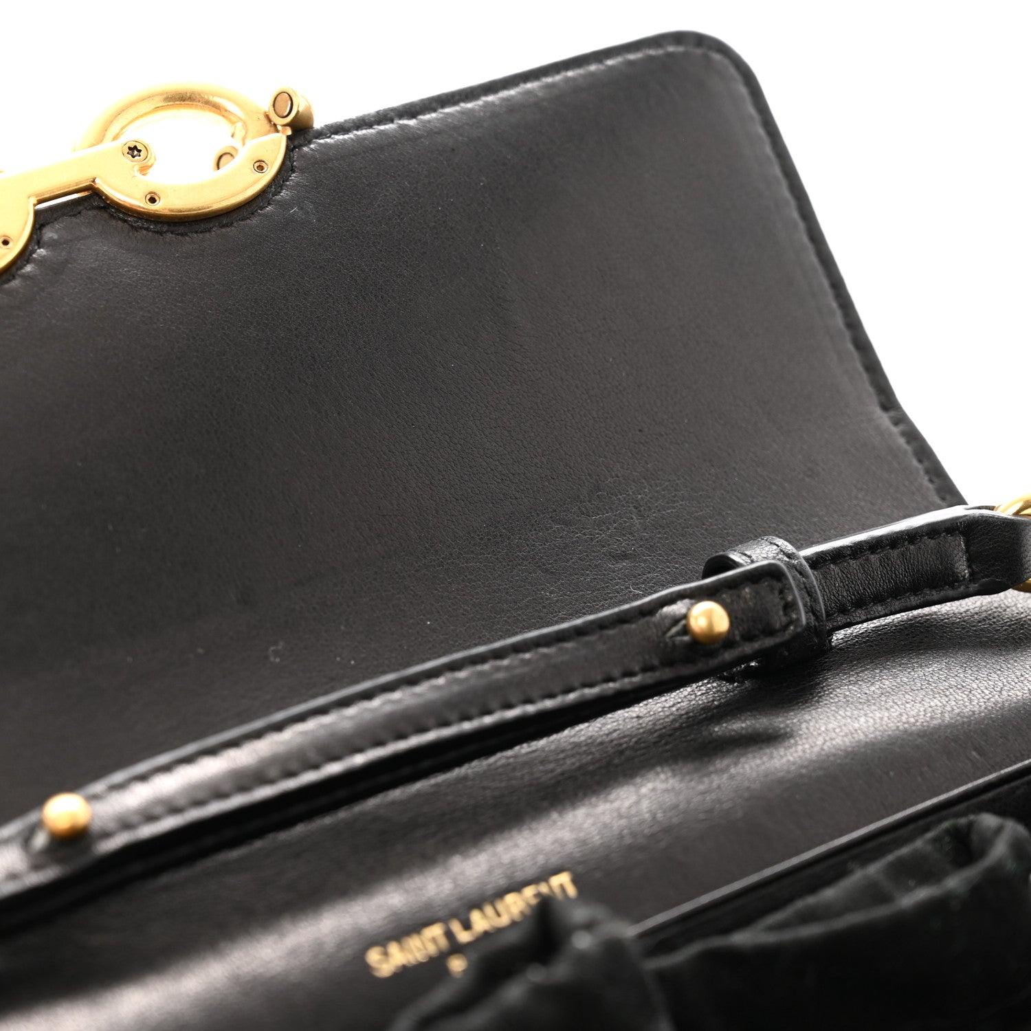 Saint Laurent Lambskin Carre Quilted Le Maillon Wallet On Chain Black 11 of 11