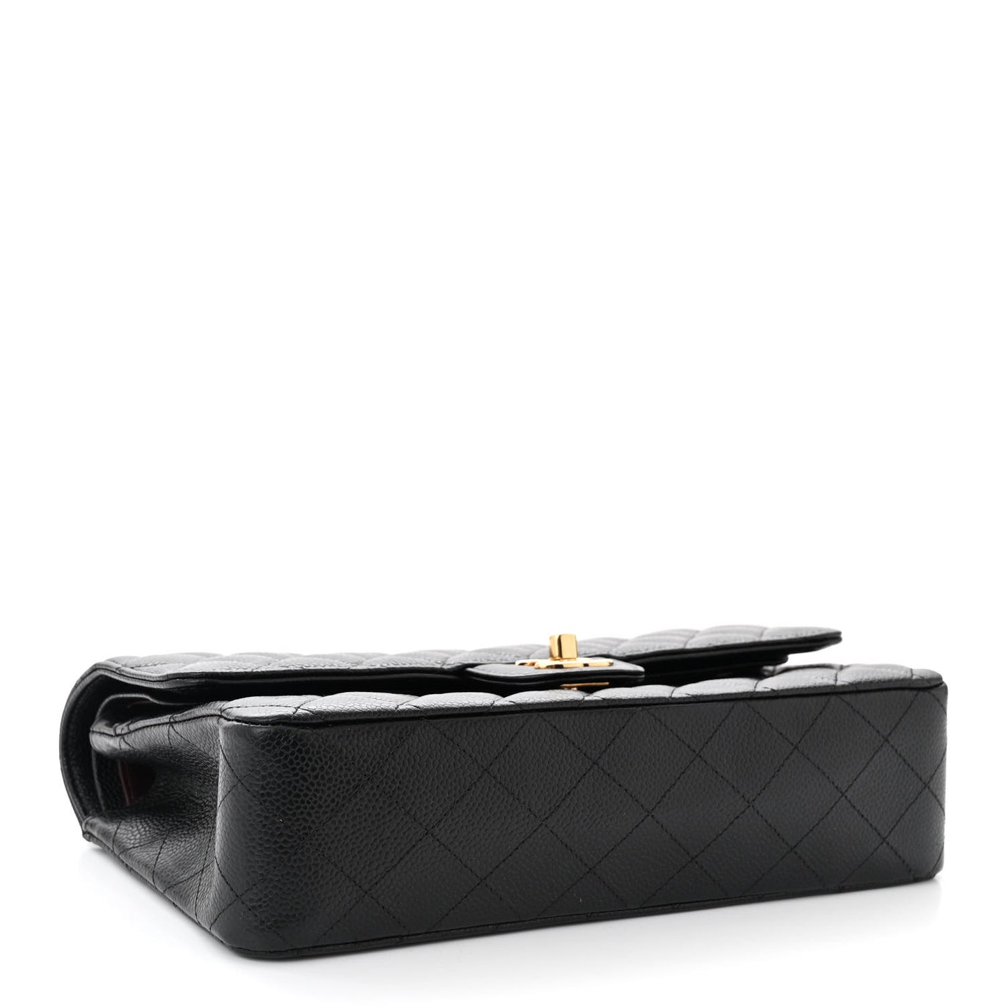 Caviar Quilted Medium Double Flap Black