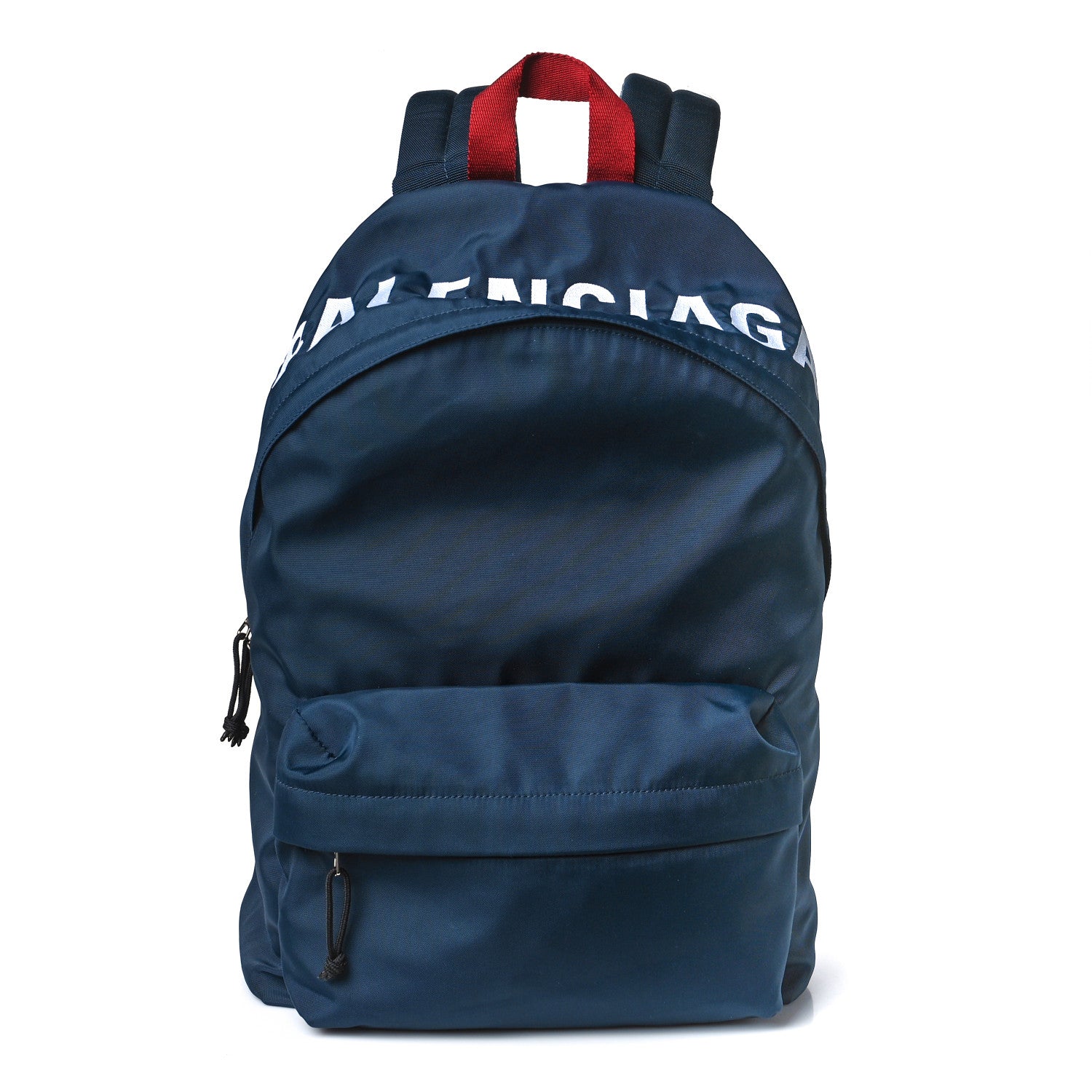 Balenciaga Sport Nylon Logo Embroidered Large Wheel Backpack Navy Blue Red 1 of 9