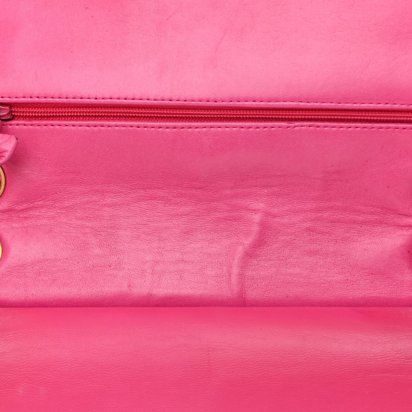 Satin Quilted Medium Double Flap Fuchsia