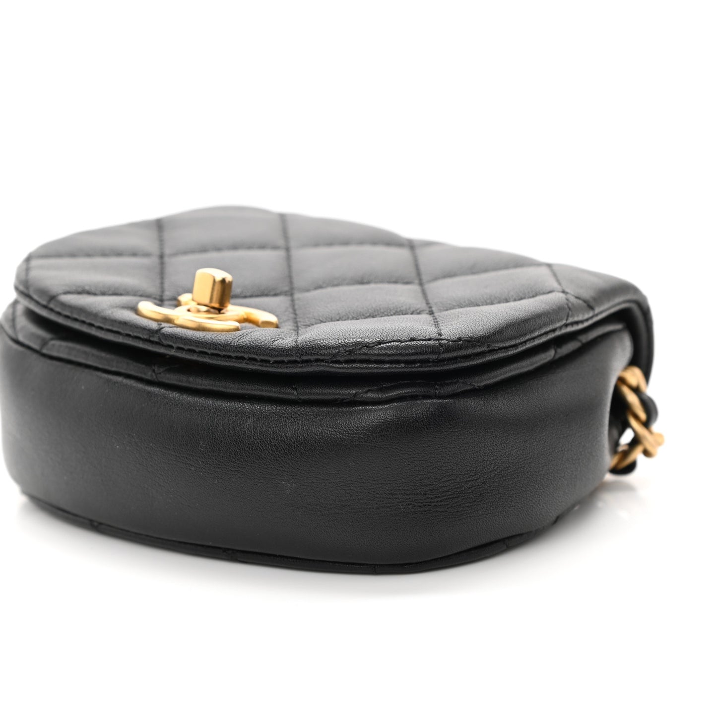 Calfskin Quilted Mini Coco Mail Clutch with Chain Black