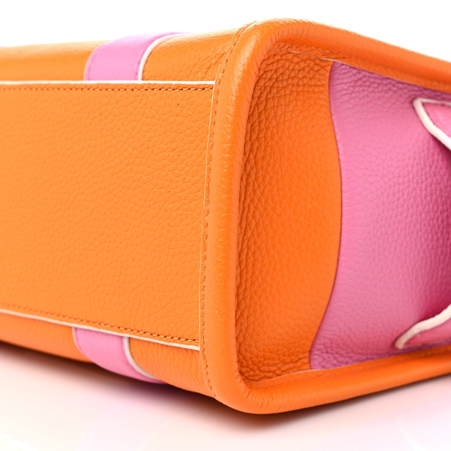 Grained Calfskin Small The Tote Bag Pink Orange