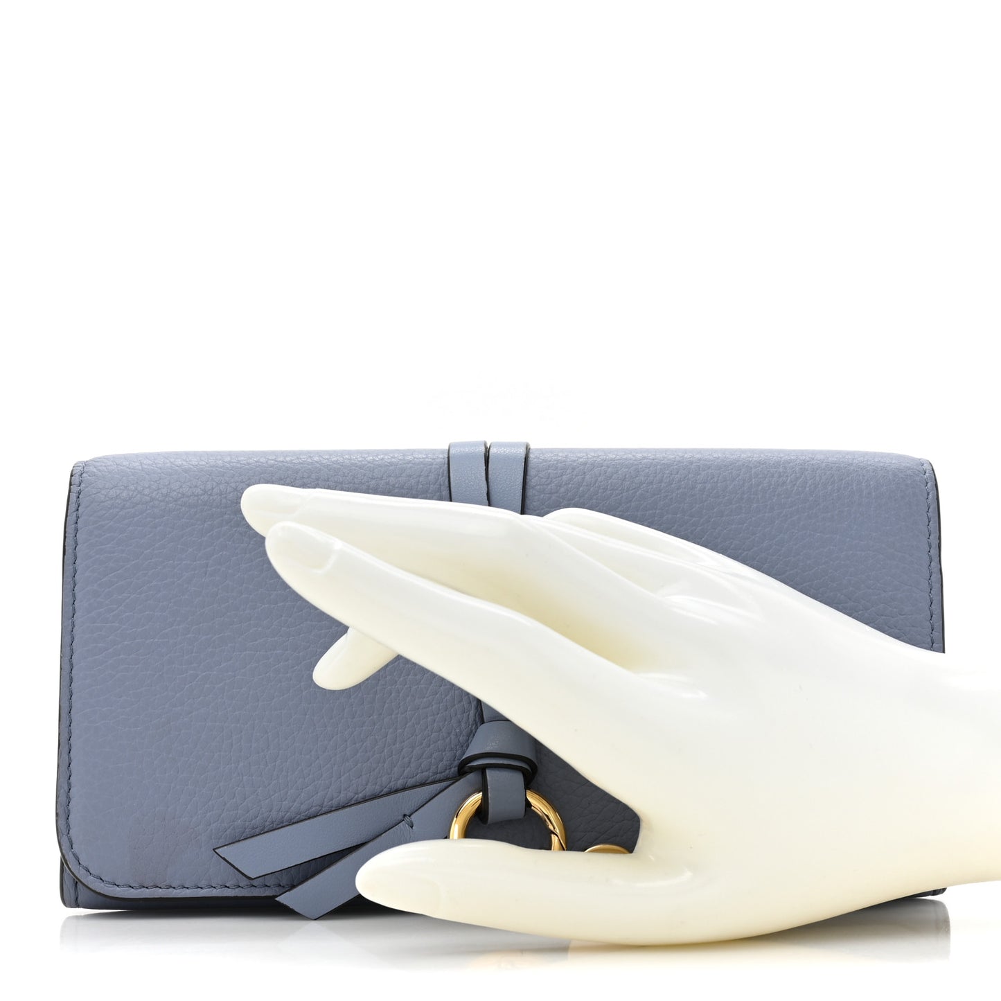 Calfskin Alphabet Long Wallet Smokey Blue