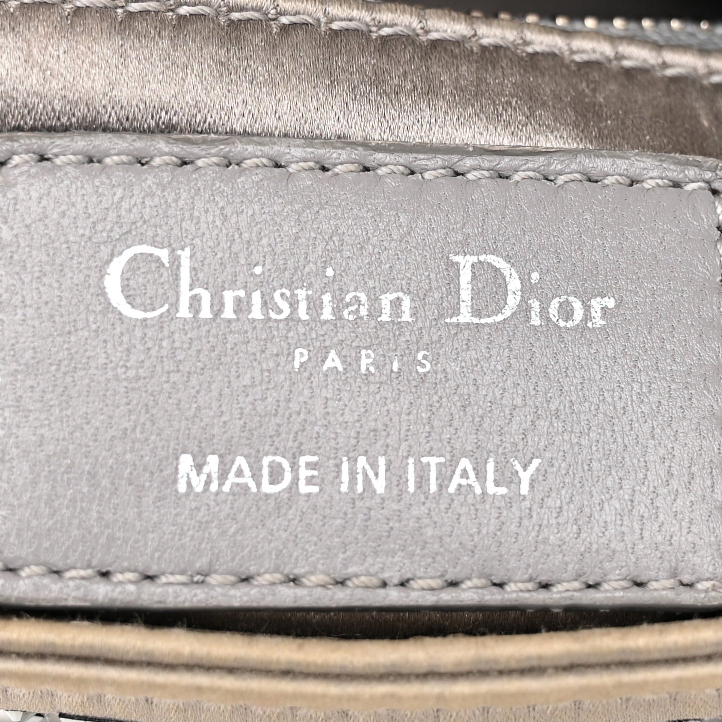 Satin Crystal Cannage Mini Lady Dior Gray