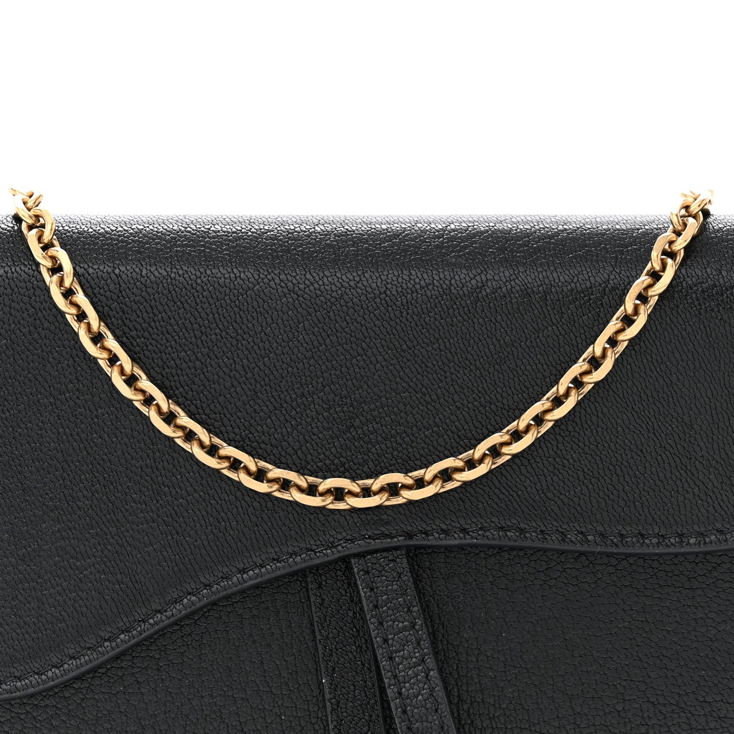 Goatskin Saddle Long Wallet With Chain Black