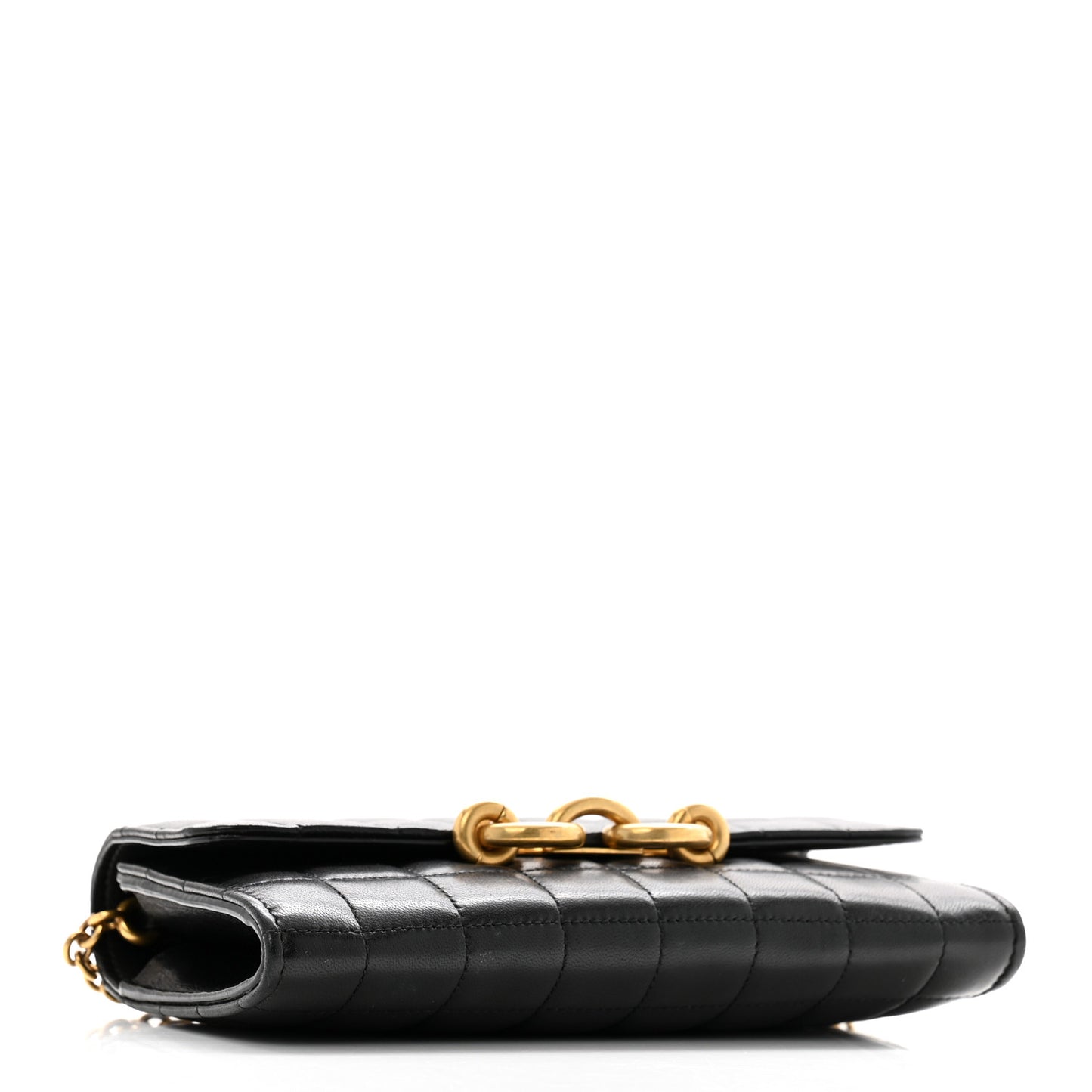 Lambskin Carre Quilted Le Maillon Wallet On Chain Black
