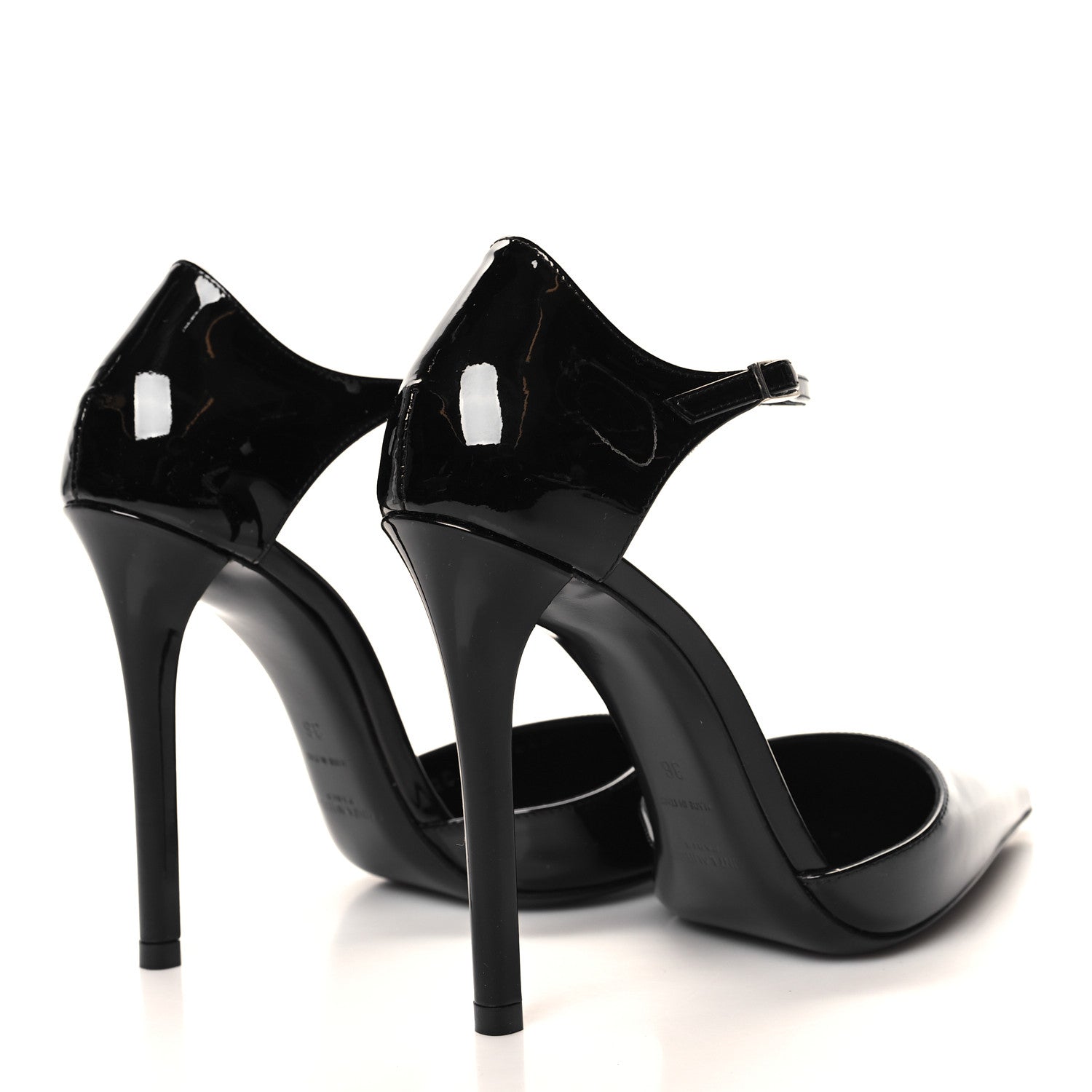 Saint Laurent Patent Avenue 110 Ankle Strap Pointed Pumps 36 Black 4 of 9