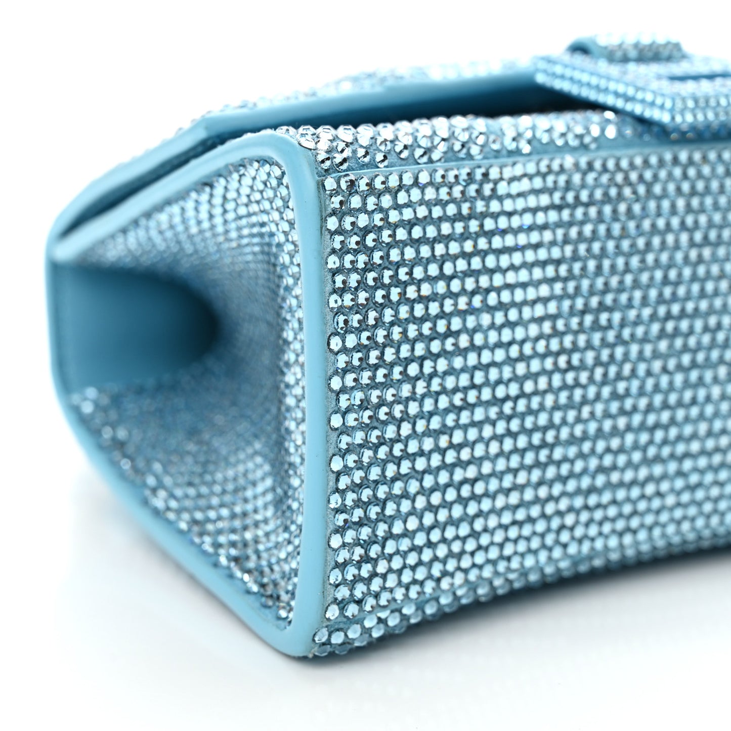 Strass Suede Hourglass Top Handle Bag XS Light Blue