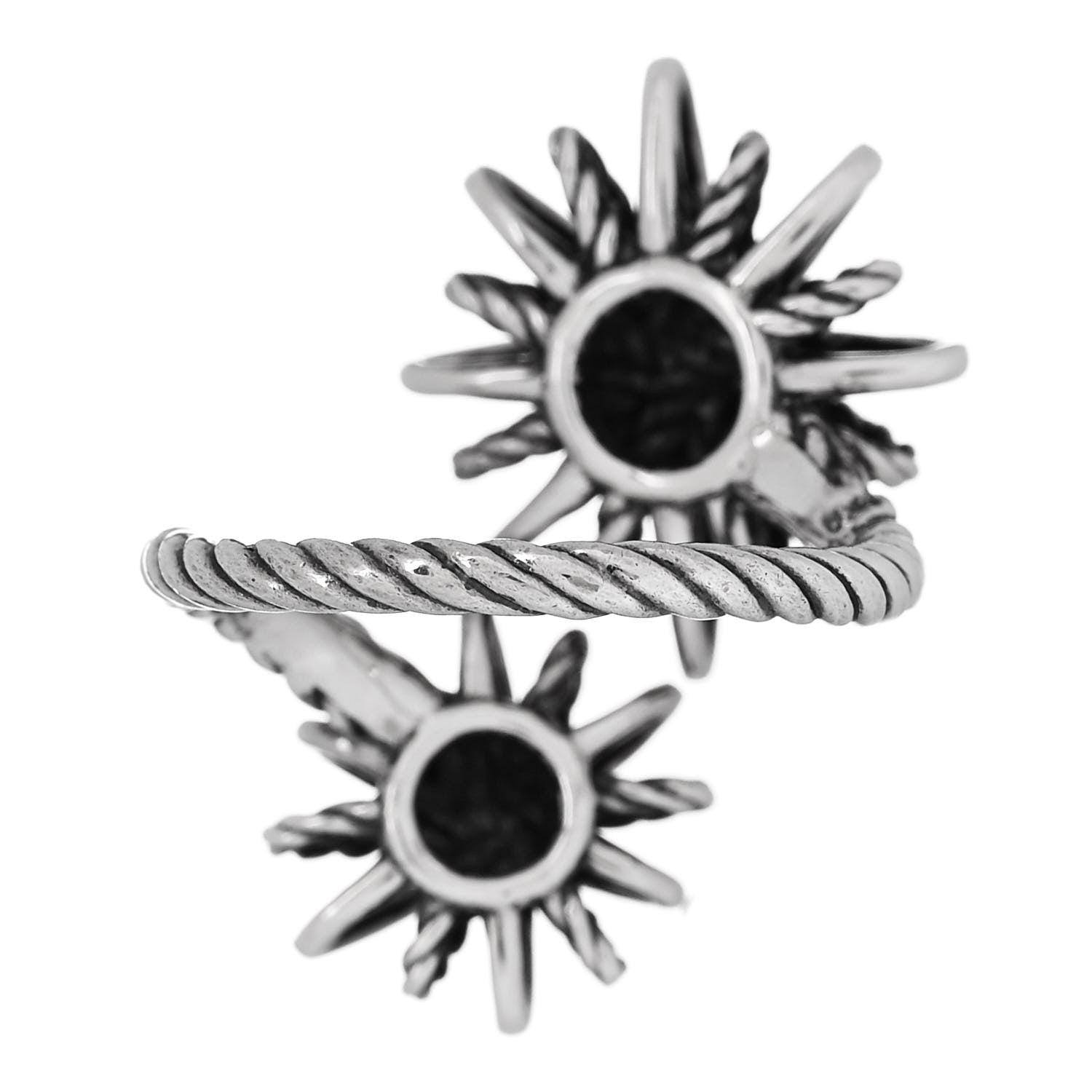 David Yurman Sterling Silver Diamond 28mm Open Starburst Ring 54 6.75 3 of 4