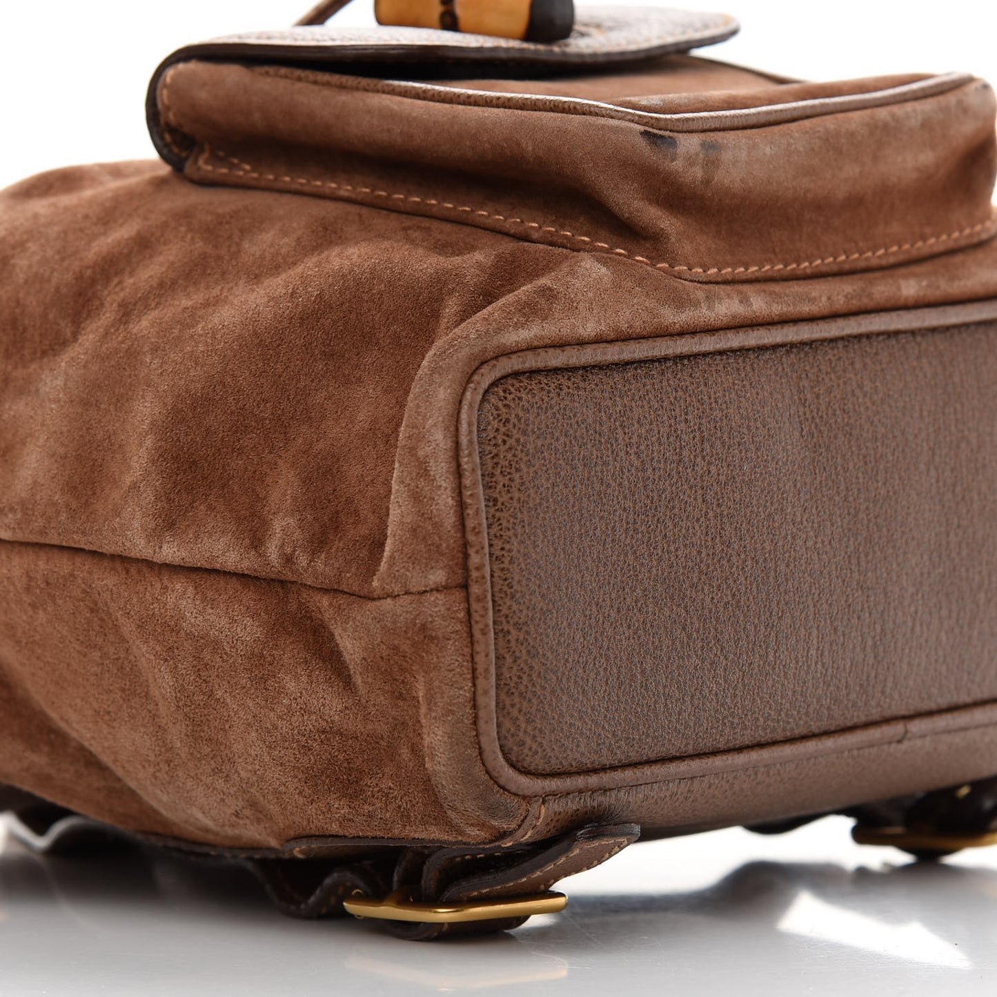 Suede Calfskin Bamboo Backpack Brown