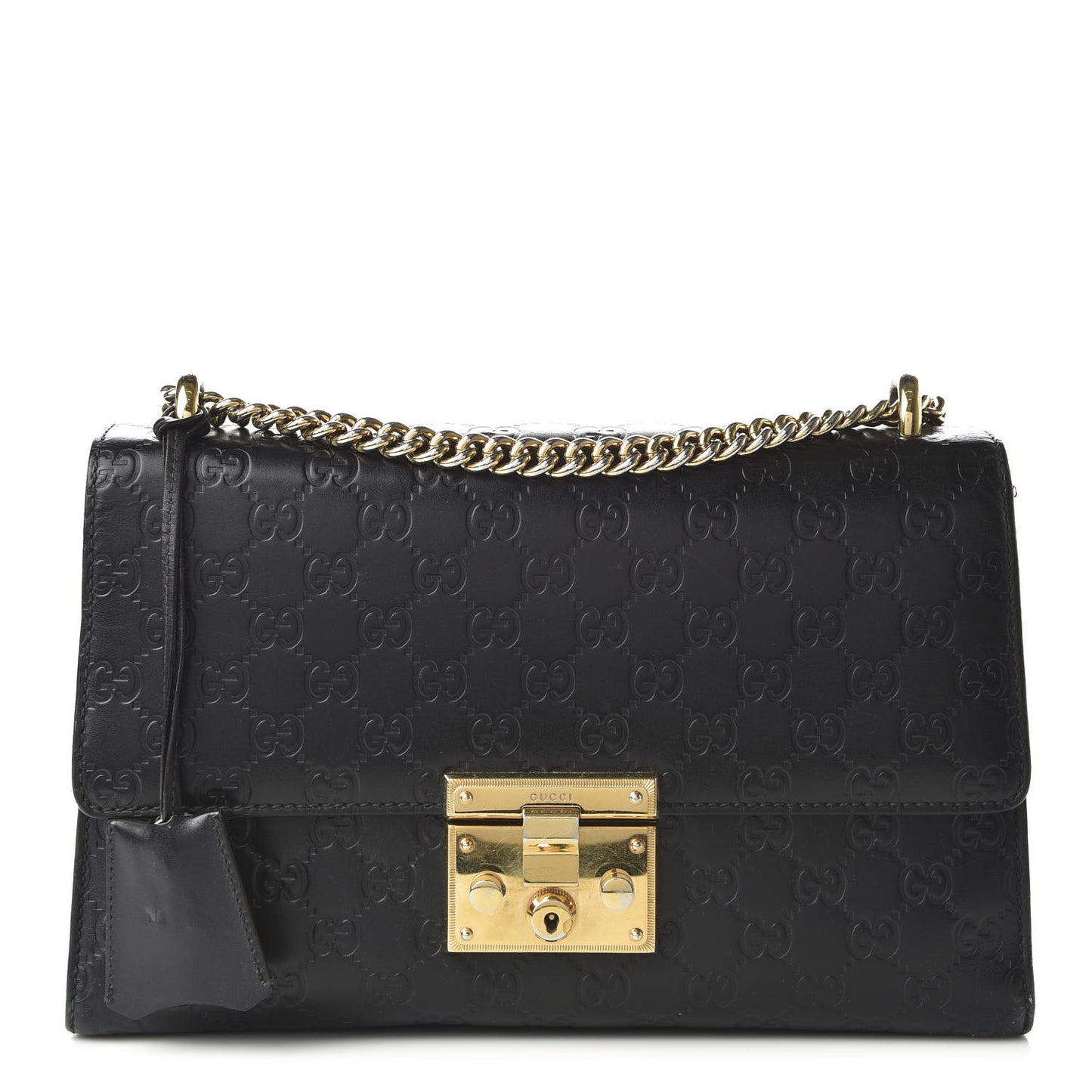 Guccissima Medium Padlock Shoulder Bag Black