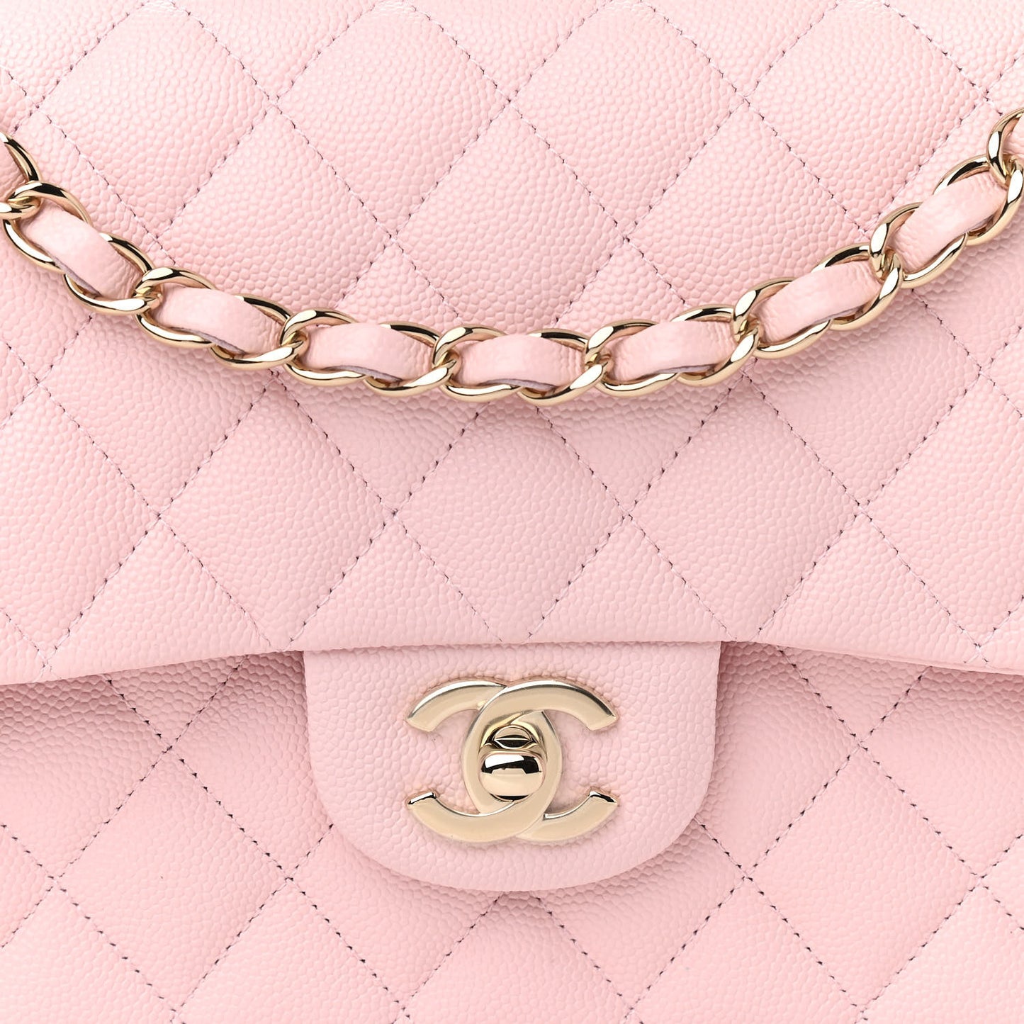 Caviar Quilted Medium Double Flap Light Pink