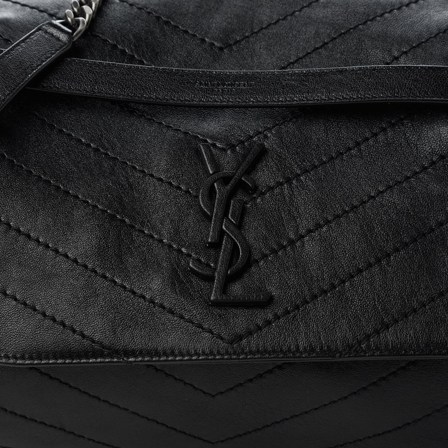 Vintage Lambskin Chevron Monogram Medium Nolita Black