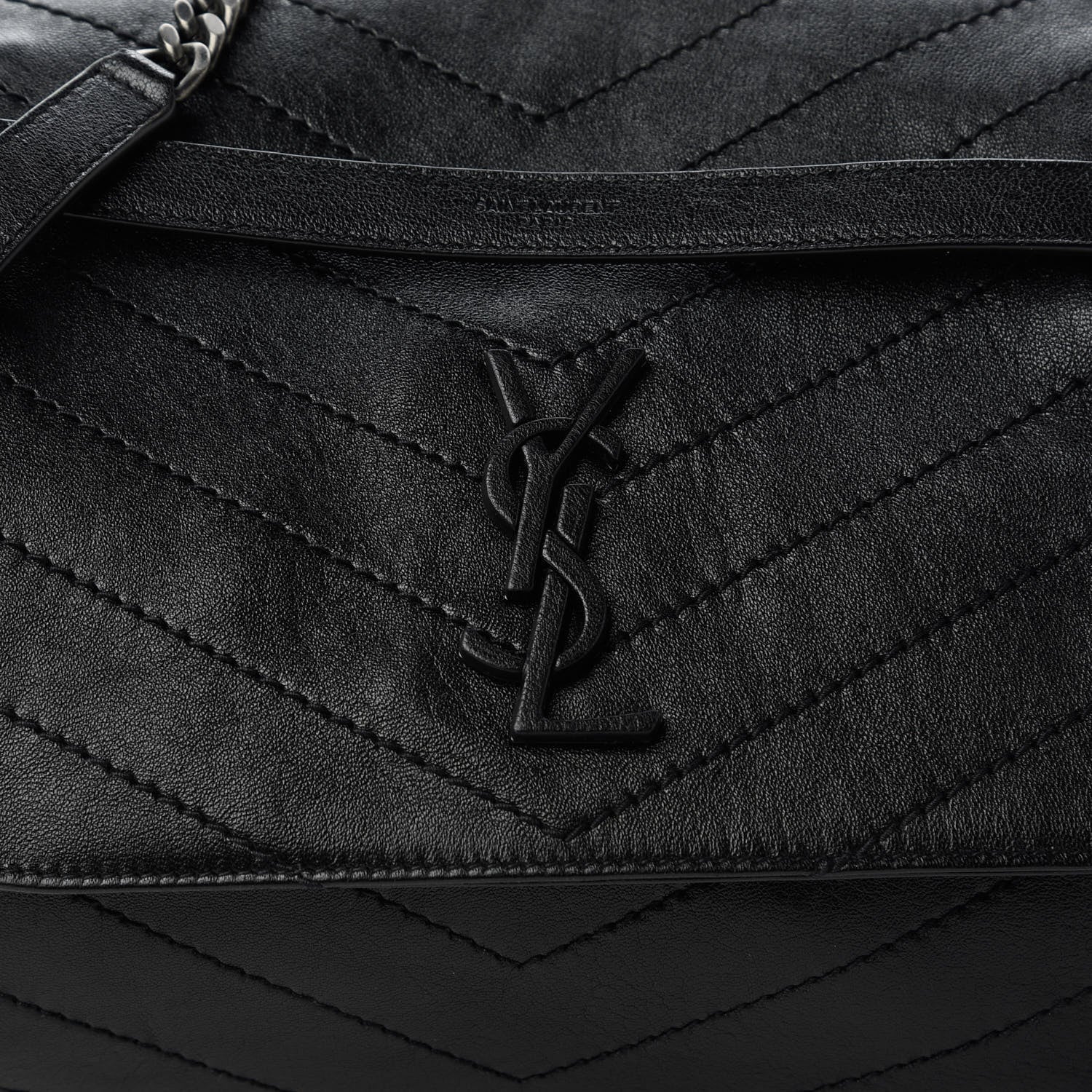 Saint Laurent Vintage Lambskin Chevron Monogram Medium Nolita Black 10 of 10