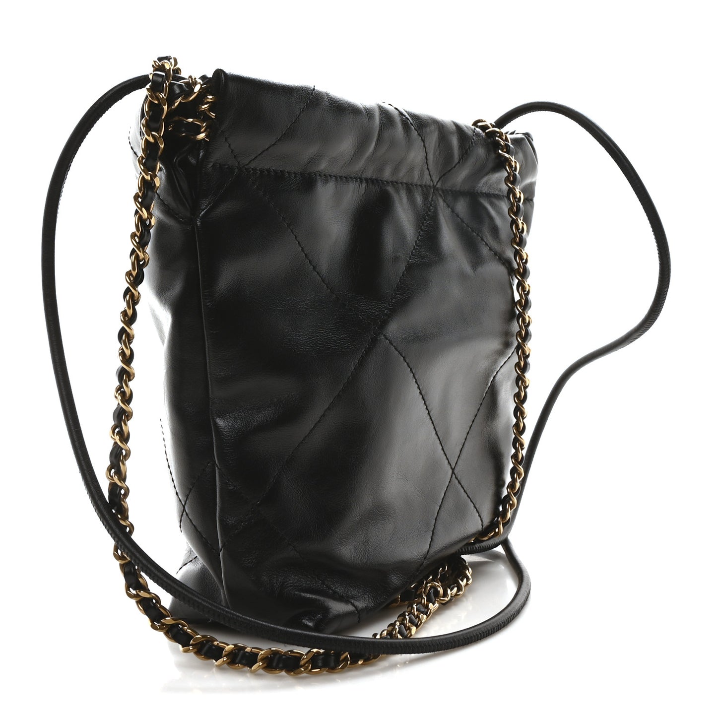 Shiny Calfskin Quilted Mini Chanel 22 Black