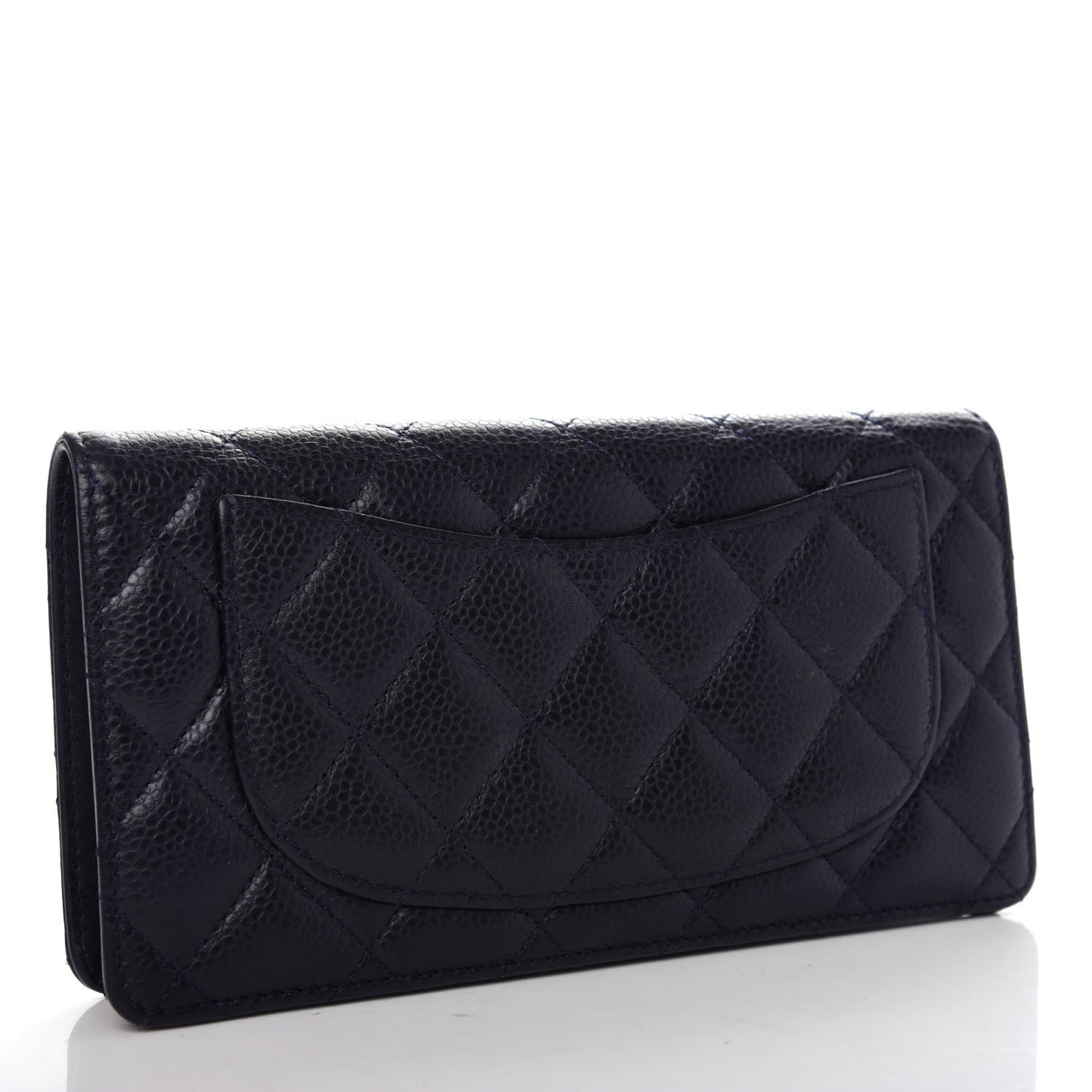 Caviar Quilted Yen Wallet Dark Blue