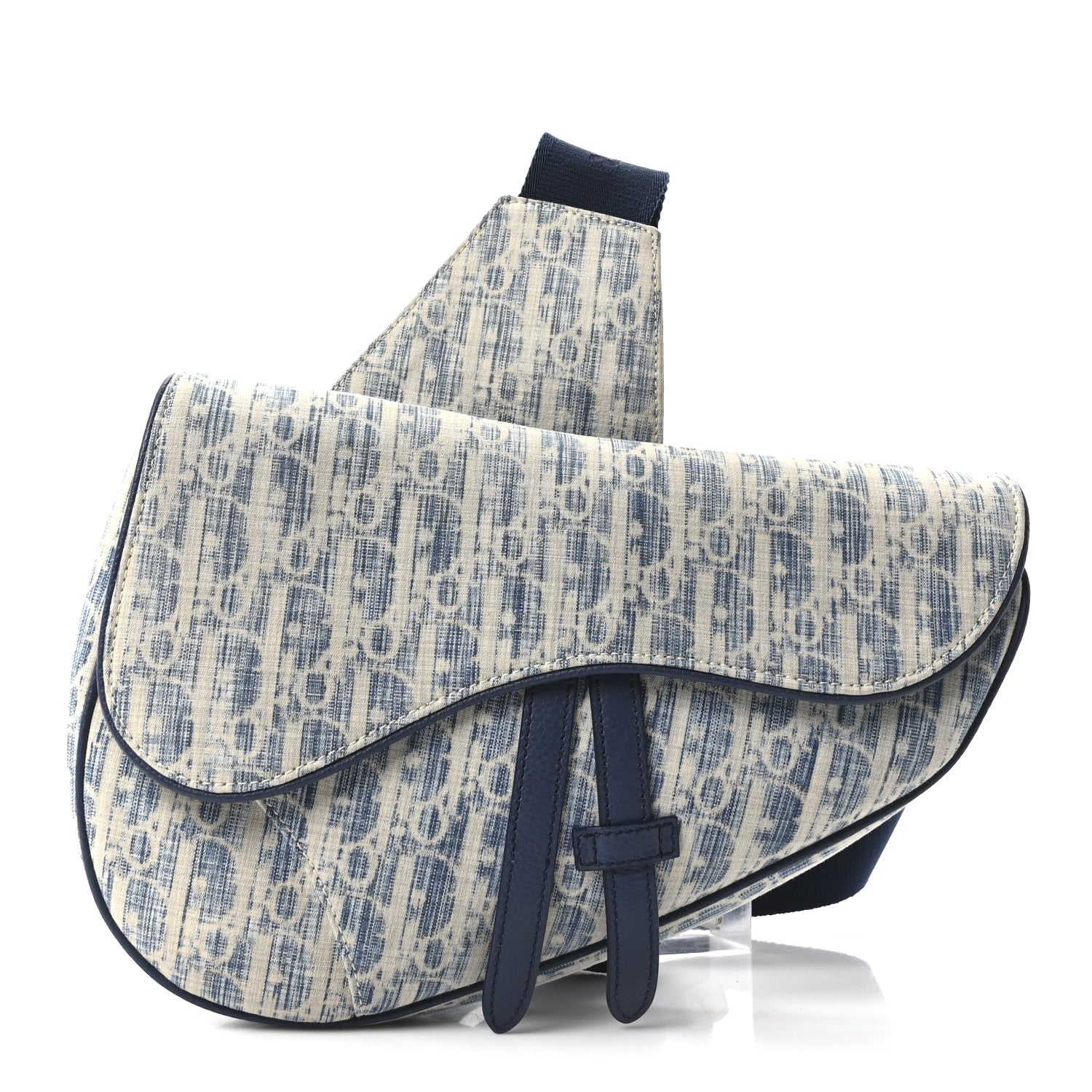 DIOR Saddle Bag Blue DIOR Oblique Embroidered Denim
