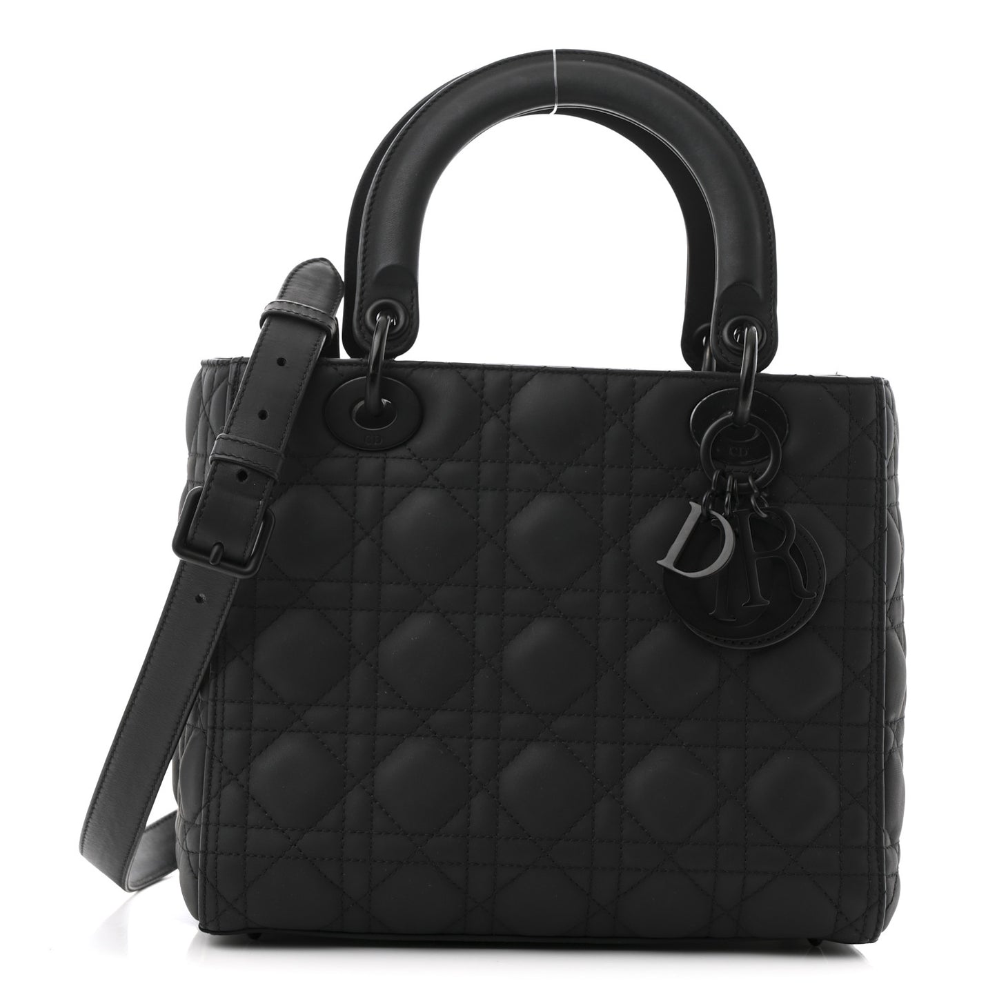 Ultra Matte Calfskin Cannage Medium Lady Dior Black