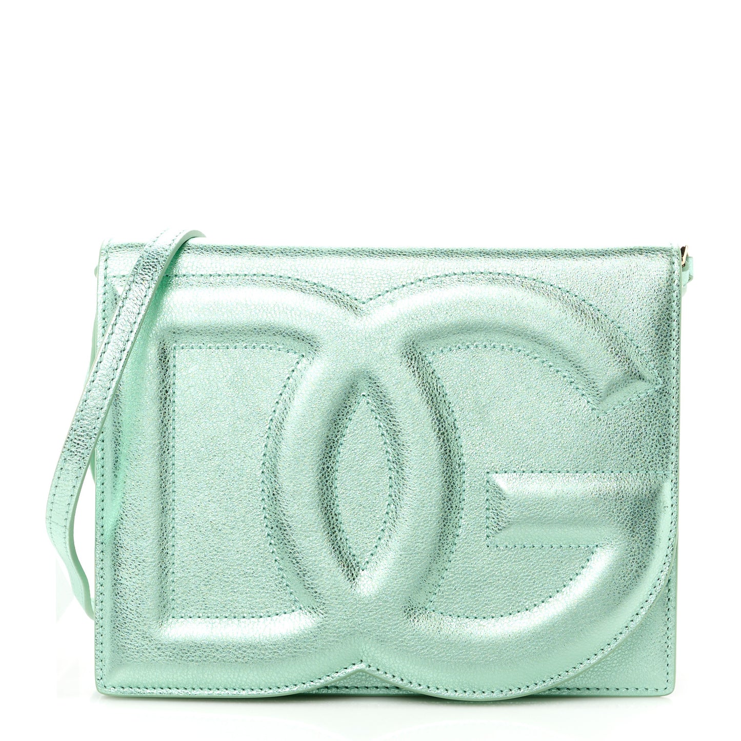 Metallic Calfskin DG Logo Flap Crossbody Bag Green