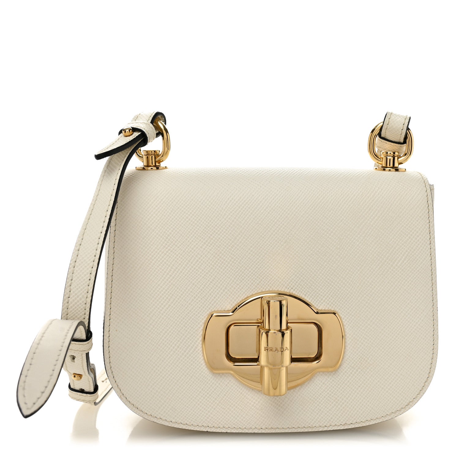 Prada Saffiano Cuir Pattina Shoulder Bag White 1799955 – FASHIONPHILE