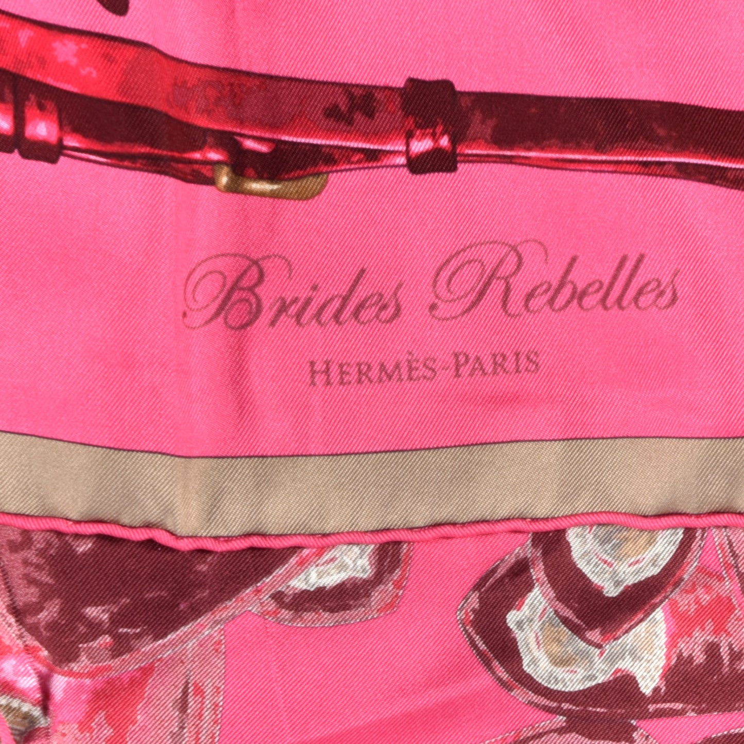 Silk Brides Rebelles Scarf 90 Rose Vif Prune Beige Dore