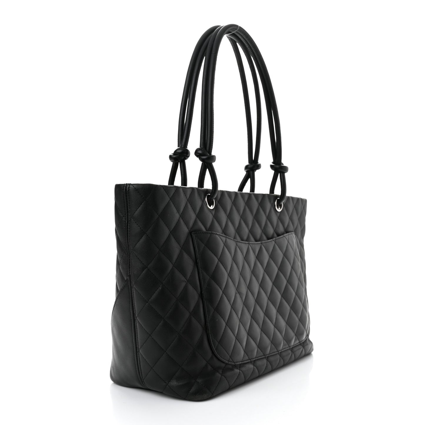 Calfskin Quilted Large Cambon Tote Black