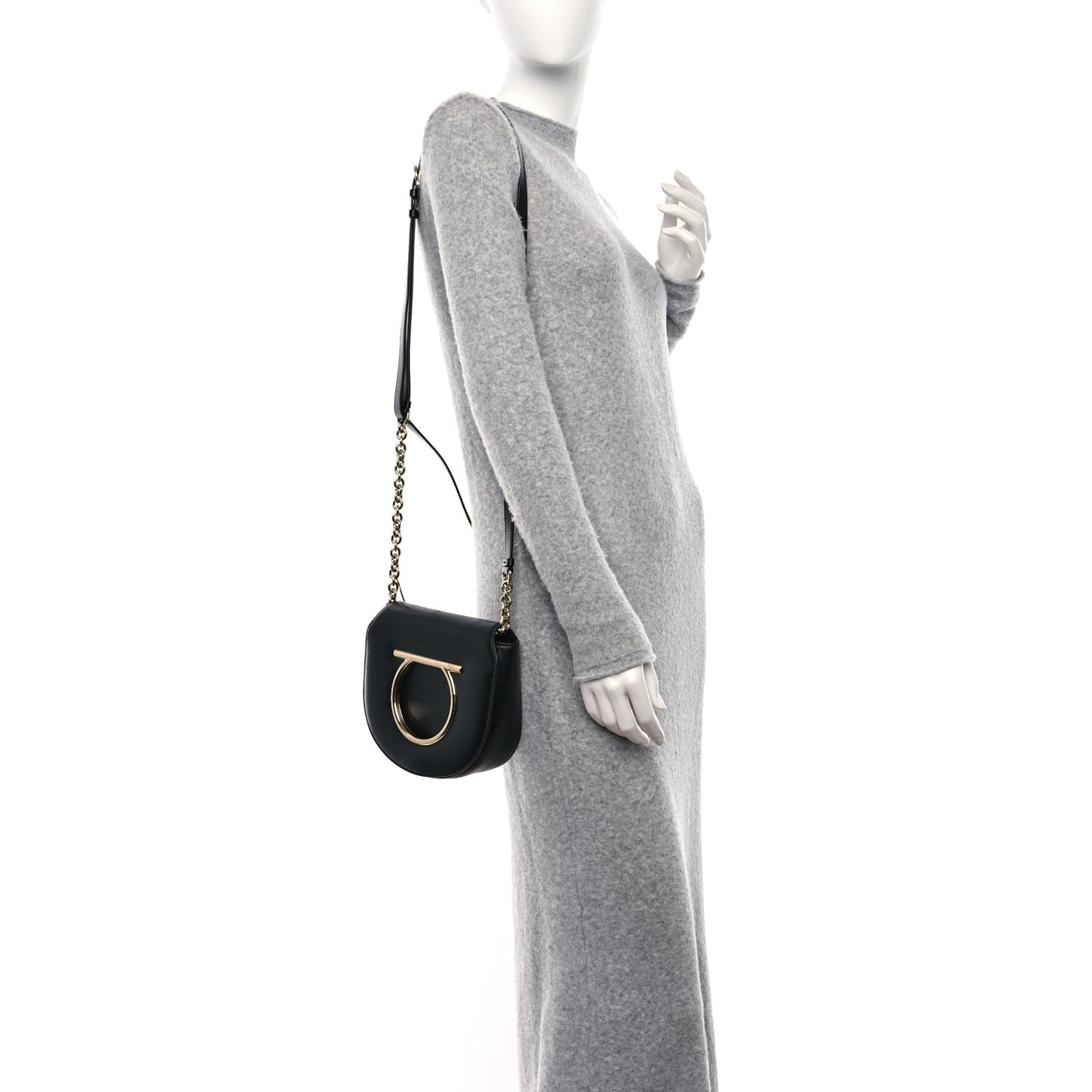 Calfskin Large Vela Flap Bag Black