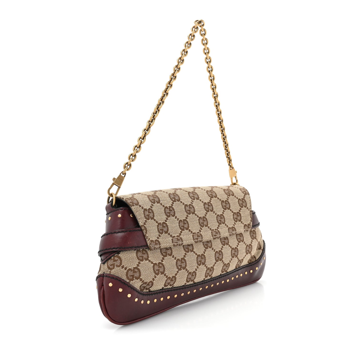 Monogram Studded Horsebit Clutch Bordeaux
