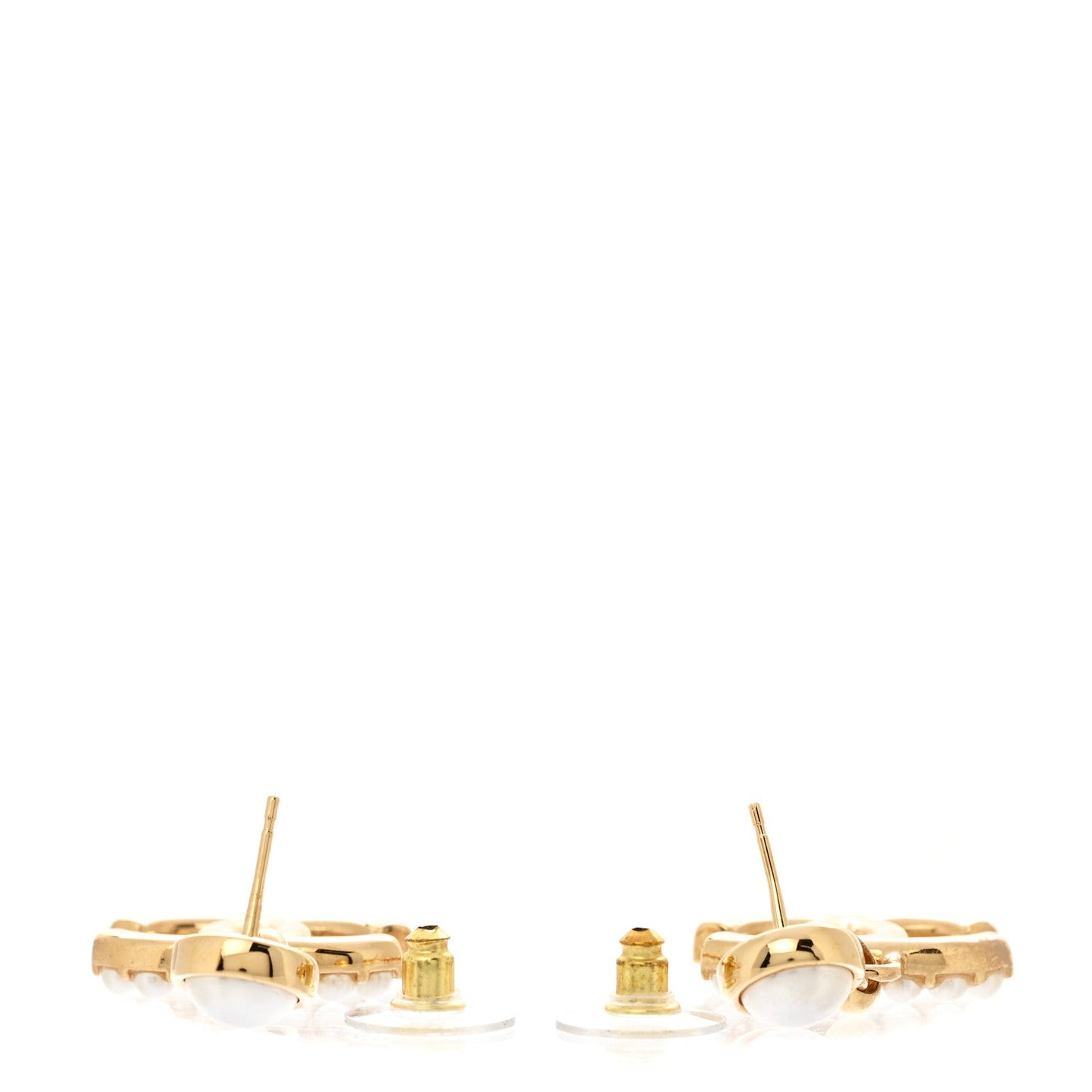 Pearl Crystal CC Drop Earrings Gold