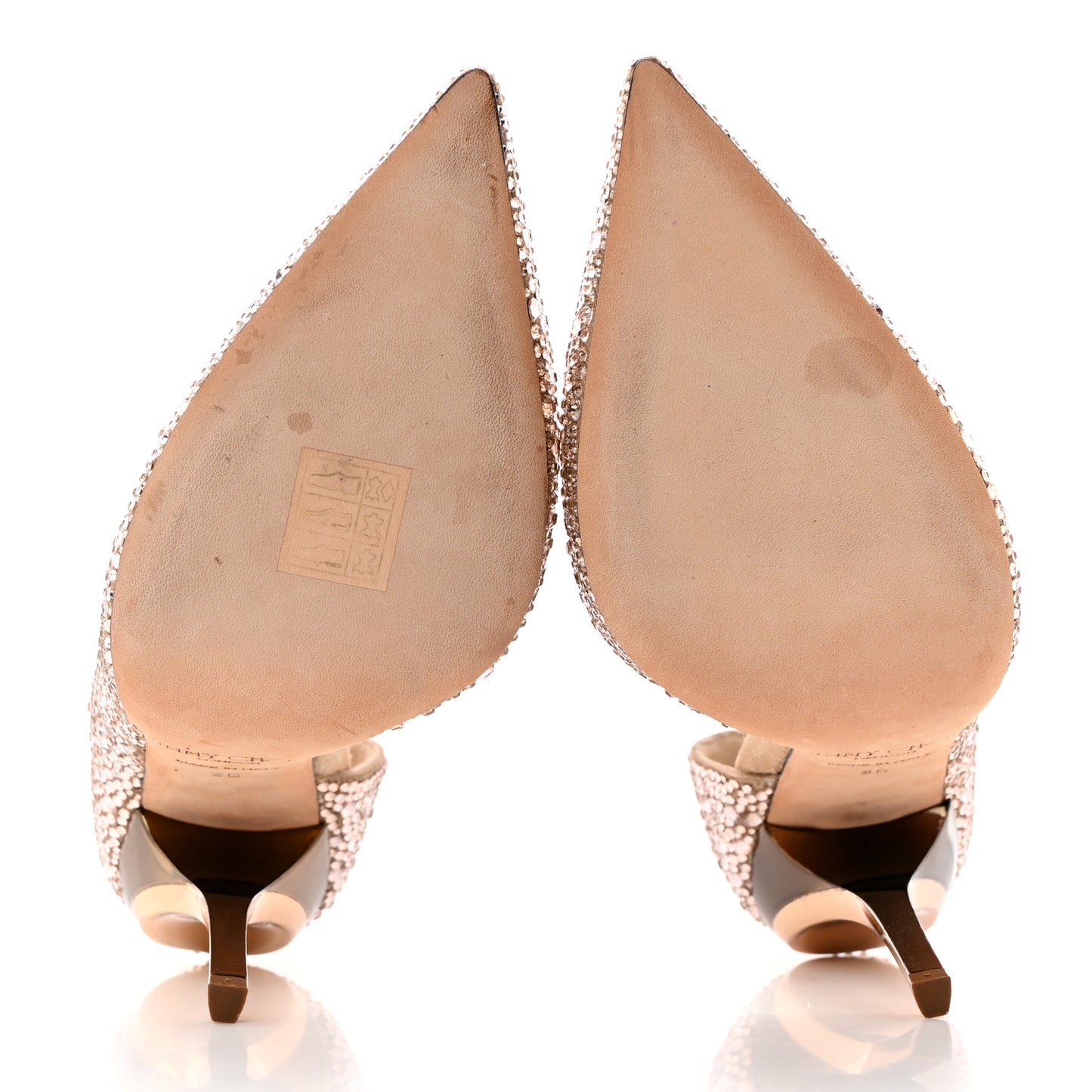 Crystal Shimmer Suede 100 Pumps 36 Gold