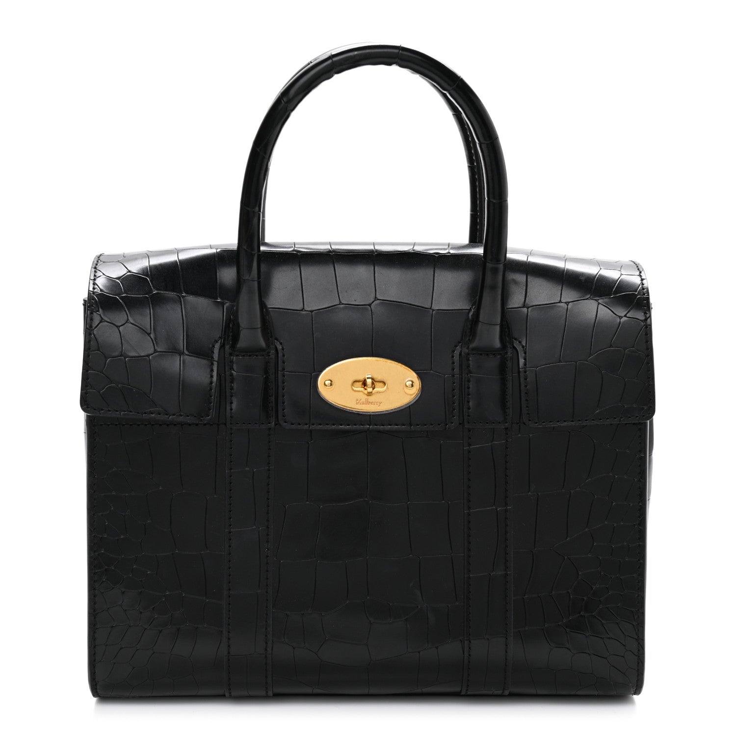 Mulberry Crocodile Embossed Calfskin Bayswater Black 1 of 11
