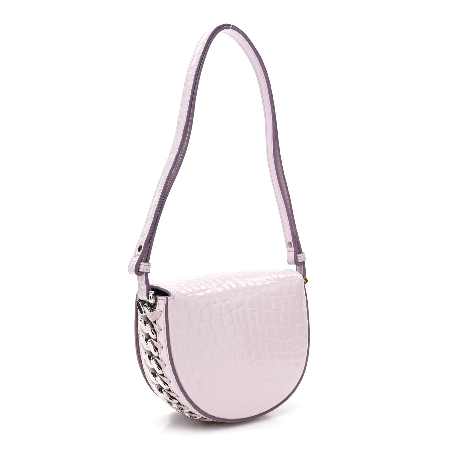 Stella McCartney Eco Alter Crocodile Embossed Nappa Small Frayme Shoulder Bag Lilac 3 of 13