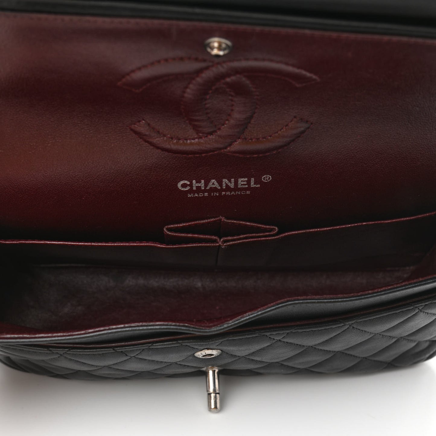 Lambskin Quilted Medium Double Flap Black