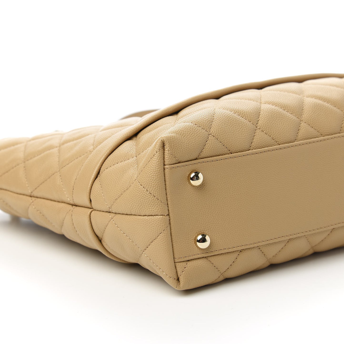 Caviar Quilted Rolled Up Tote Beige