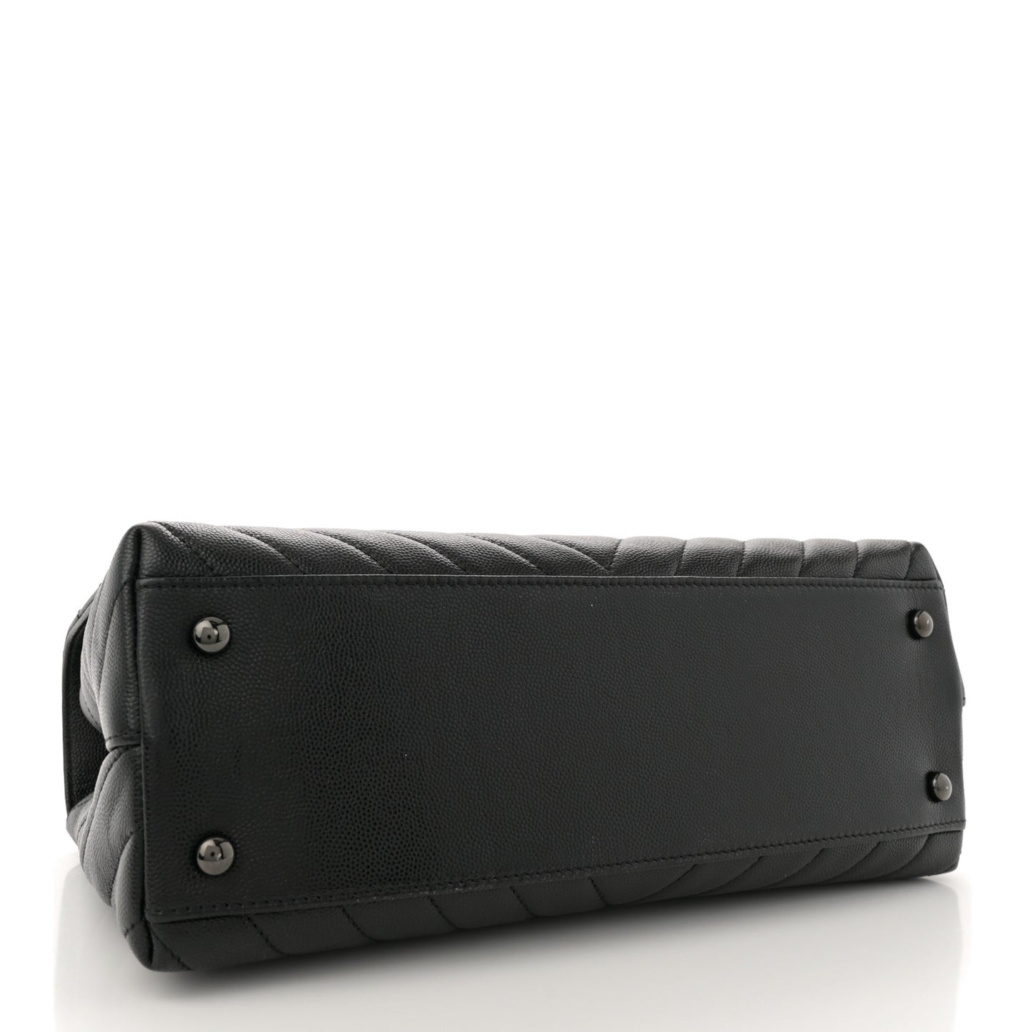 Caviar Chevron Quilted Small Coco Handle Flap So Black