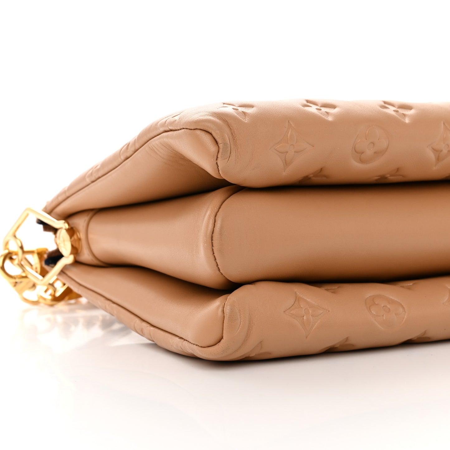 Lambskin Embossed Monogram Coussin PM Camel