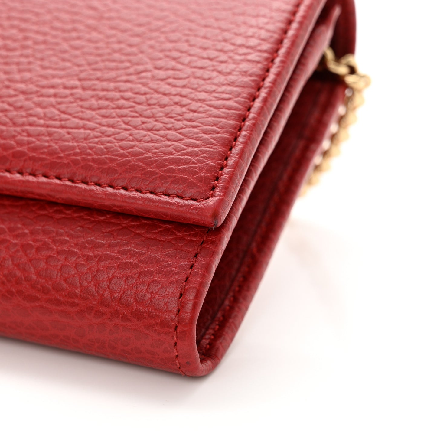 Dollar Calfskin Petite GG Marmont Wallet Chain Bag Hibiscus Red