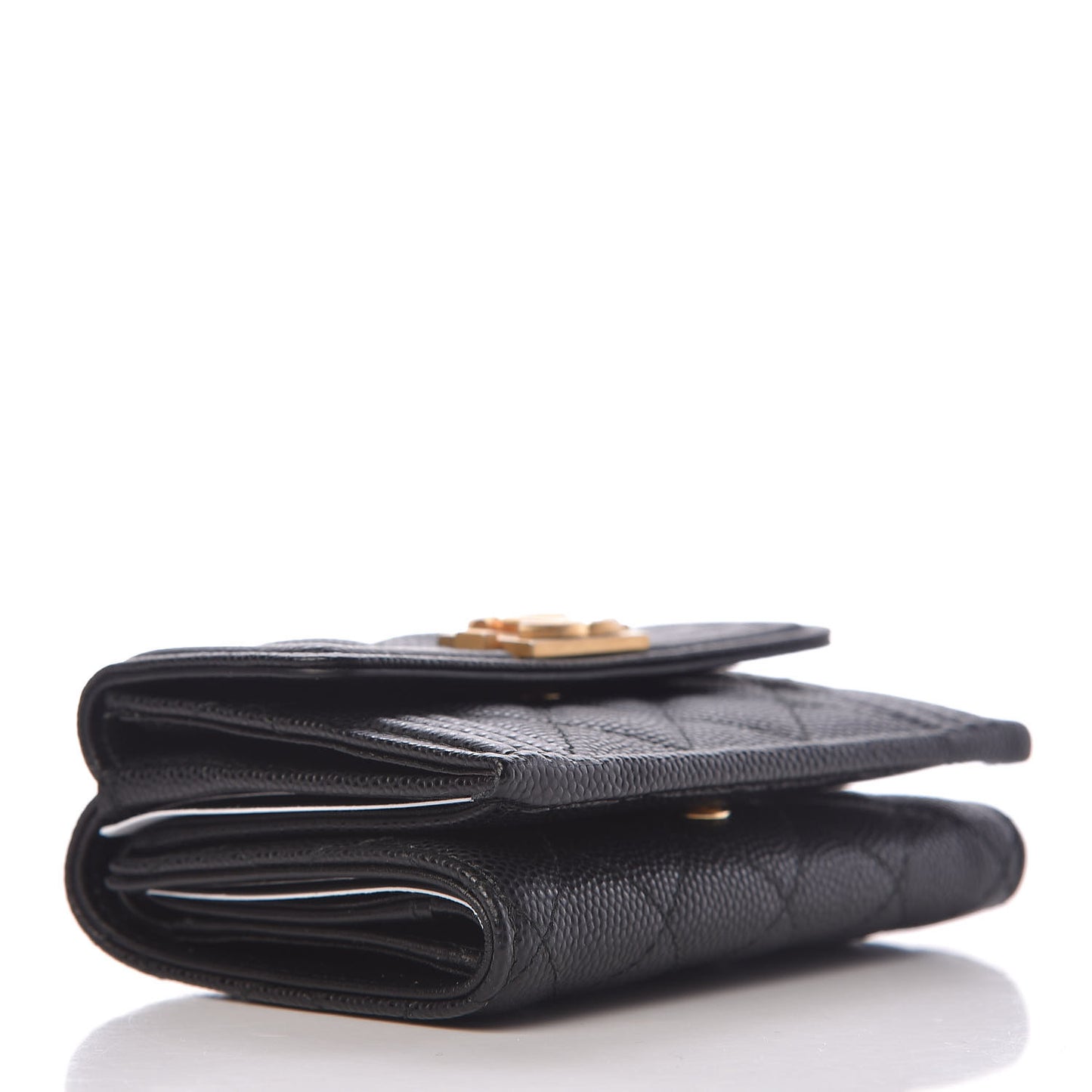 Caviar Quilted Small Boy Flap Wallet Black