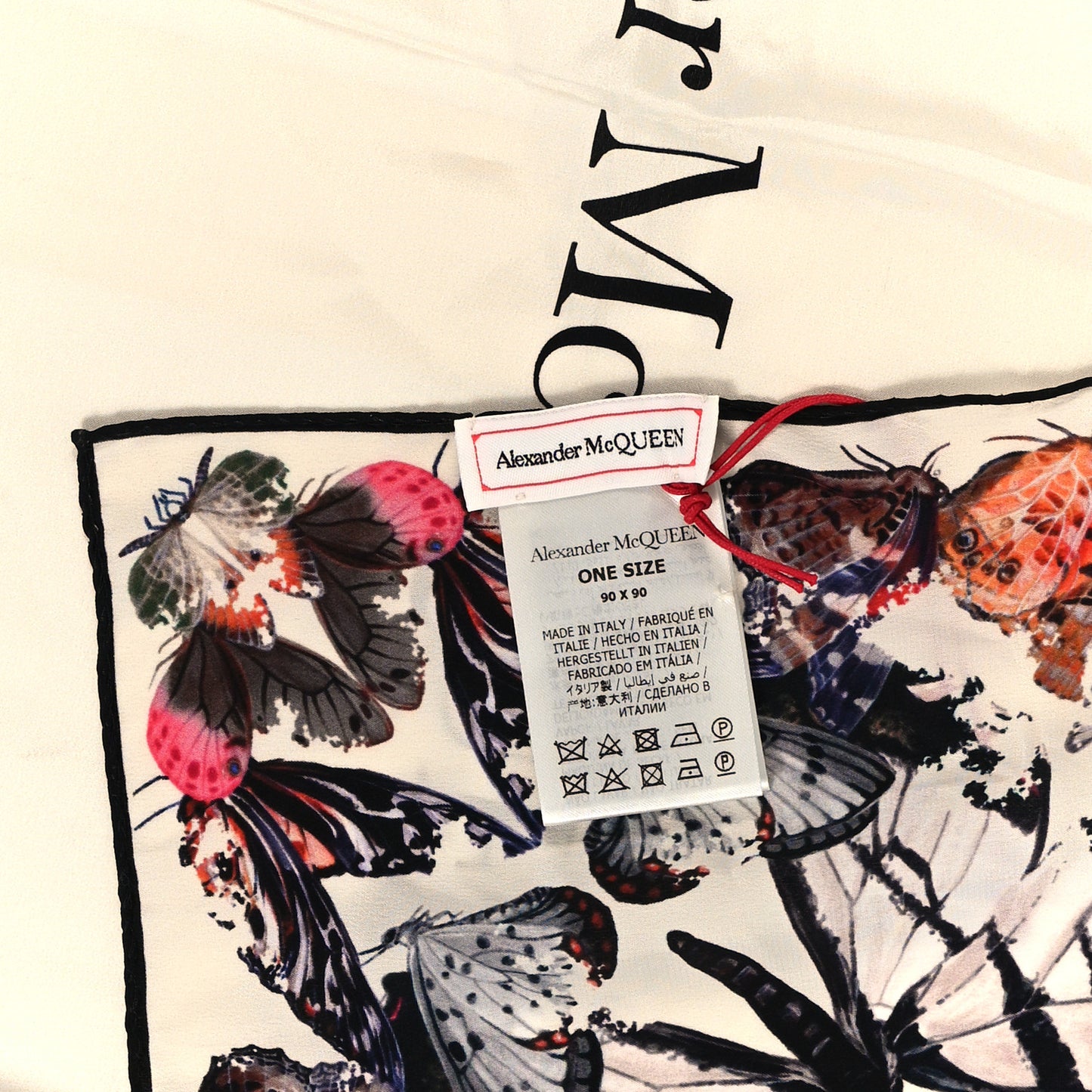 Silk Chiffon Butterfly Scarf White