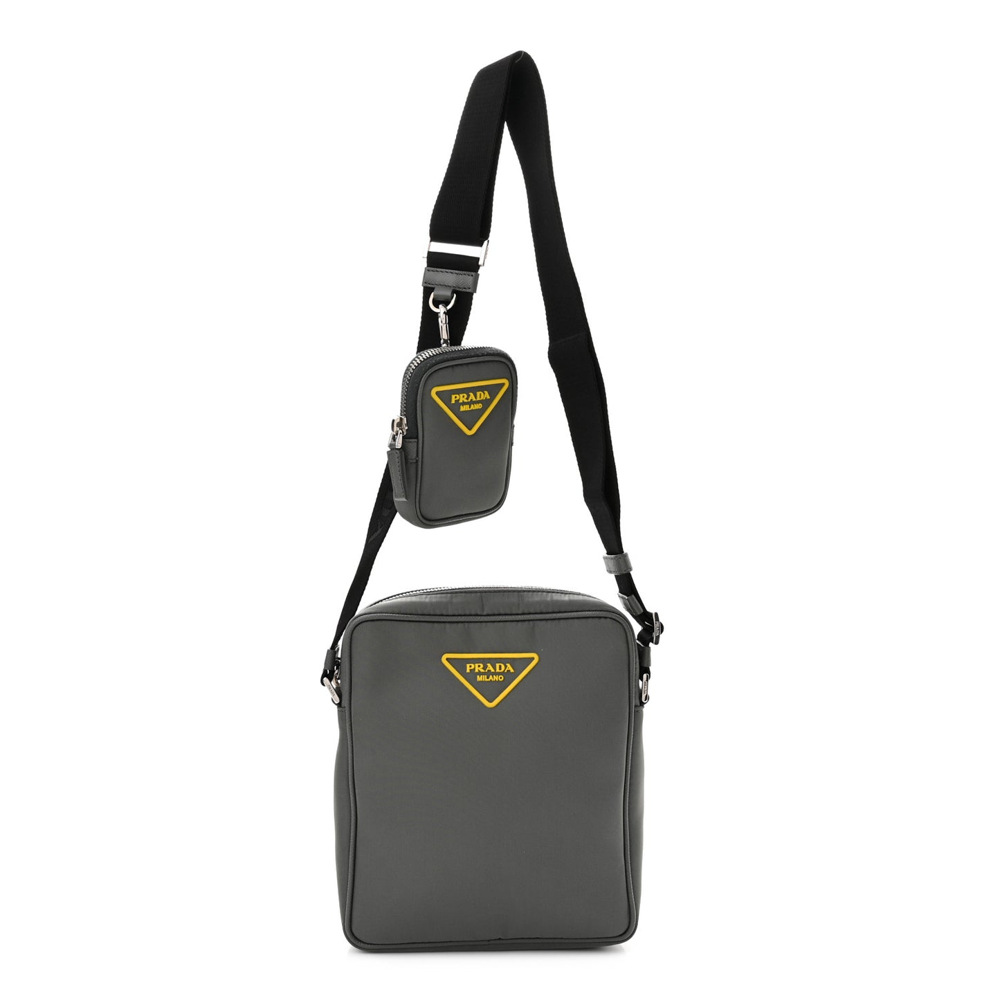 Tessuto Nylon Saffiano Messenger Bag Ardesia Giallo