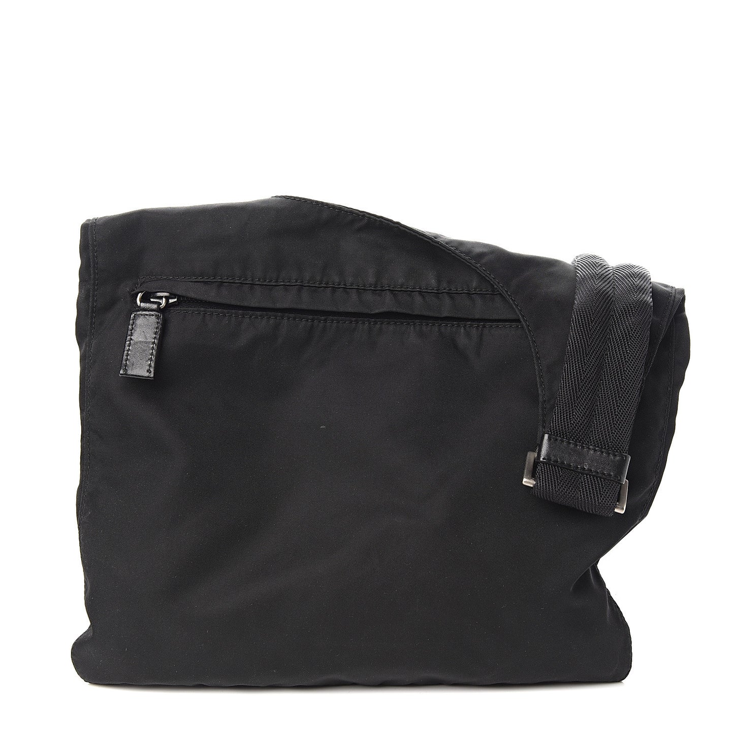 Nylon Flat Messenger Bag Black