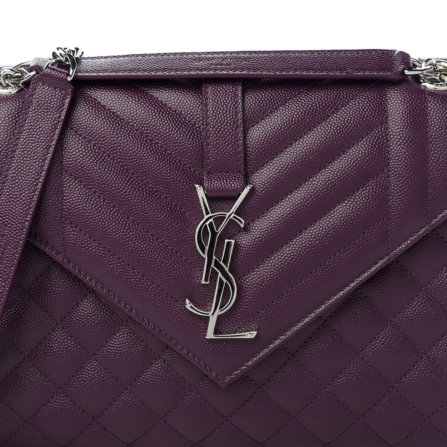 Saint Laurent Grain De Poudre Textured Mixed Matelasse Triquilt Medium Monogram Satchel Lilac 10 of 10