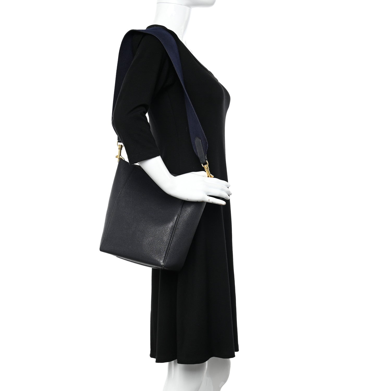 Celine Soft Grained Calfskin Small Sangle Bucket Bag Navy 2 of 15